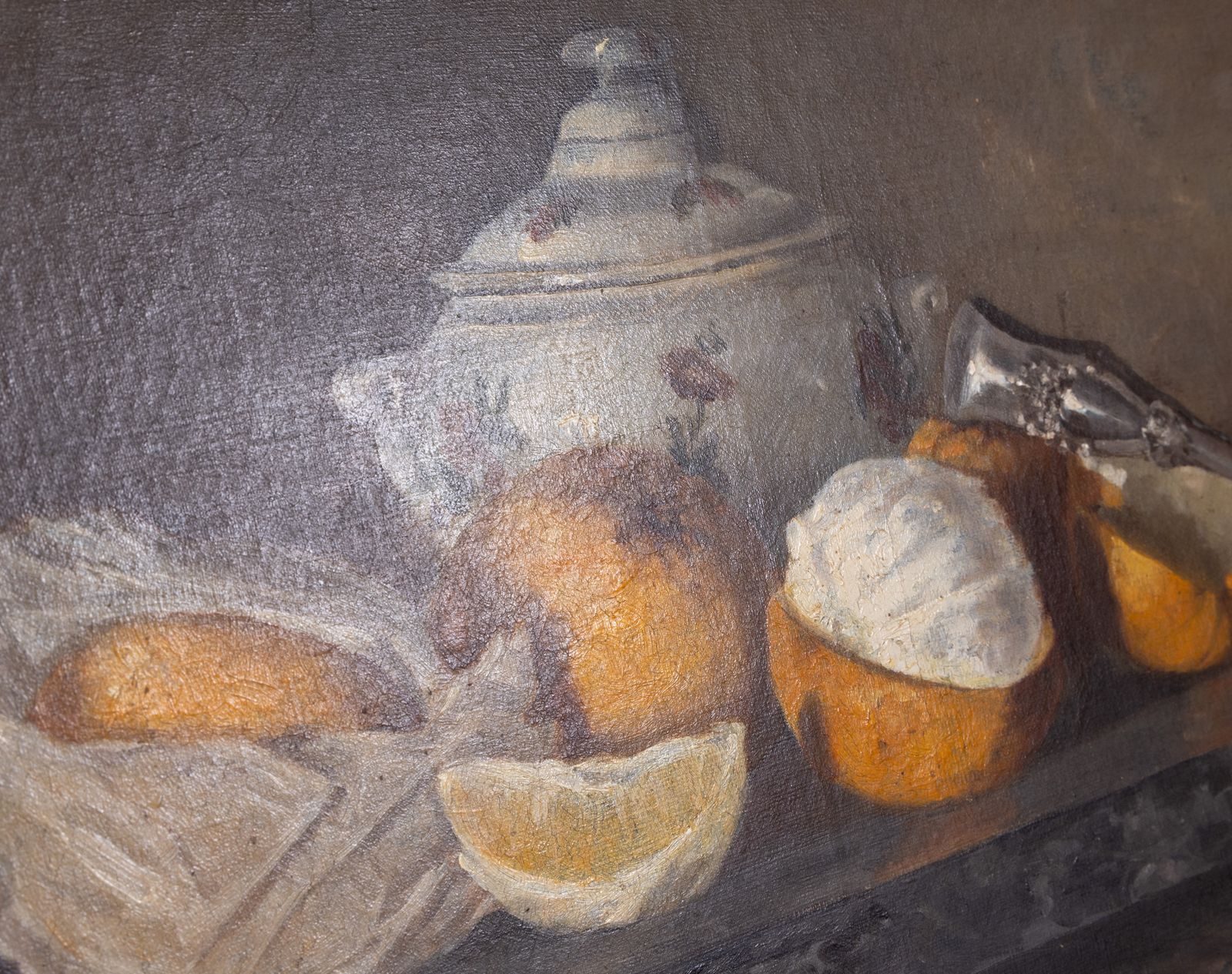 Original Antique French 19th Century Still Life Painting On Canvas, Signed – Oranges photo vinterior