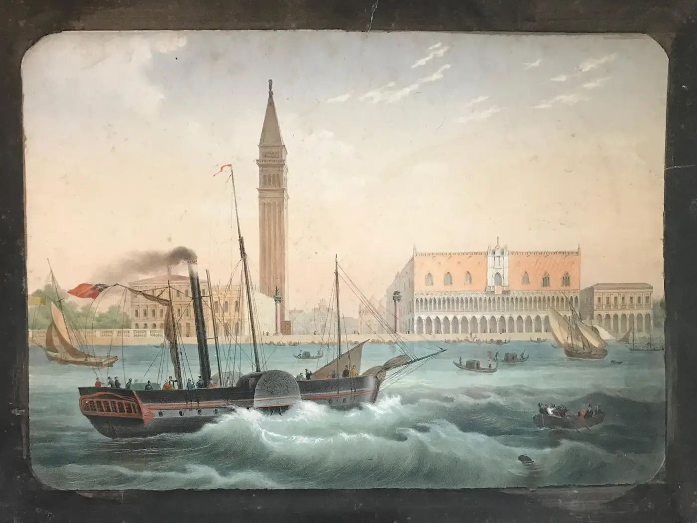 photo for sale Pair Of Double Sided 19th Century European Watercolours – Paris, Venice