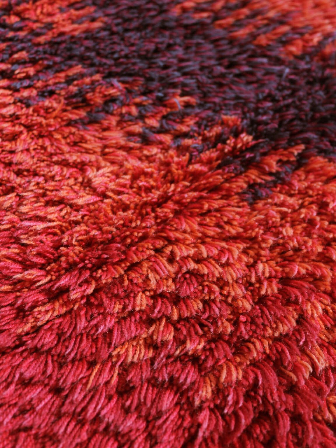 Swedish Abstract Knotted Pile Wall Wool Rug, 78x130cm photo furniture