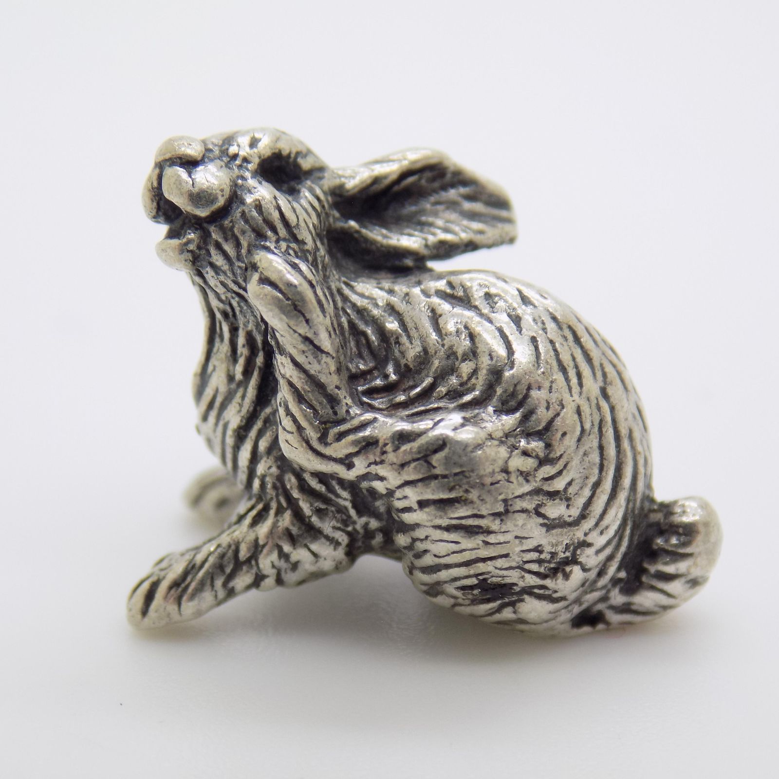 Art Vintage Italian Handmade Genuine Silver Rabbit Figurine, 1980s photo