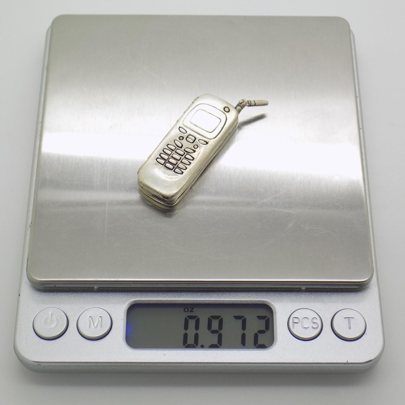 Vintage Italian Handmade Genuine Sterling Silver Nokia 9000 Cellphone Figurine, 1990s photo vintage