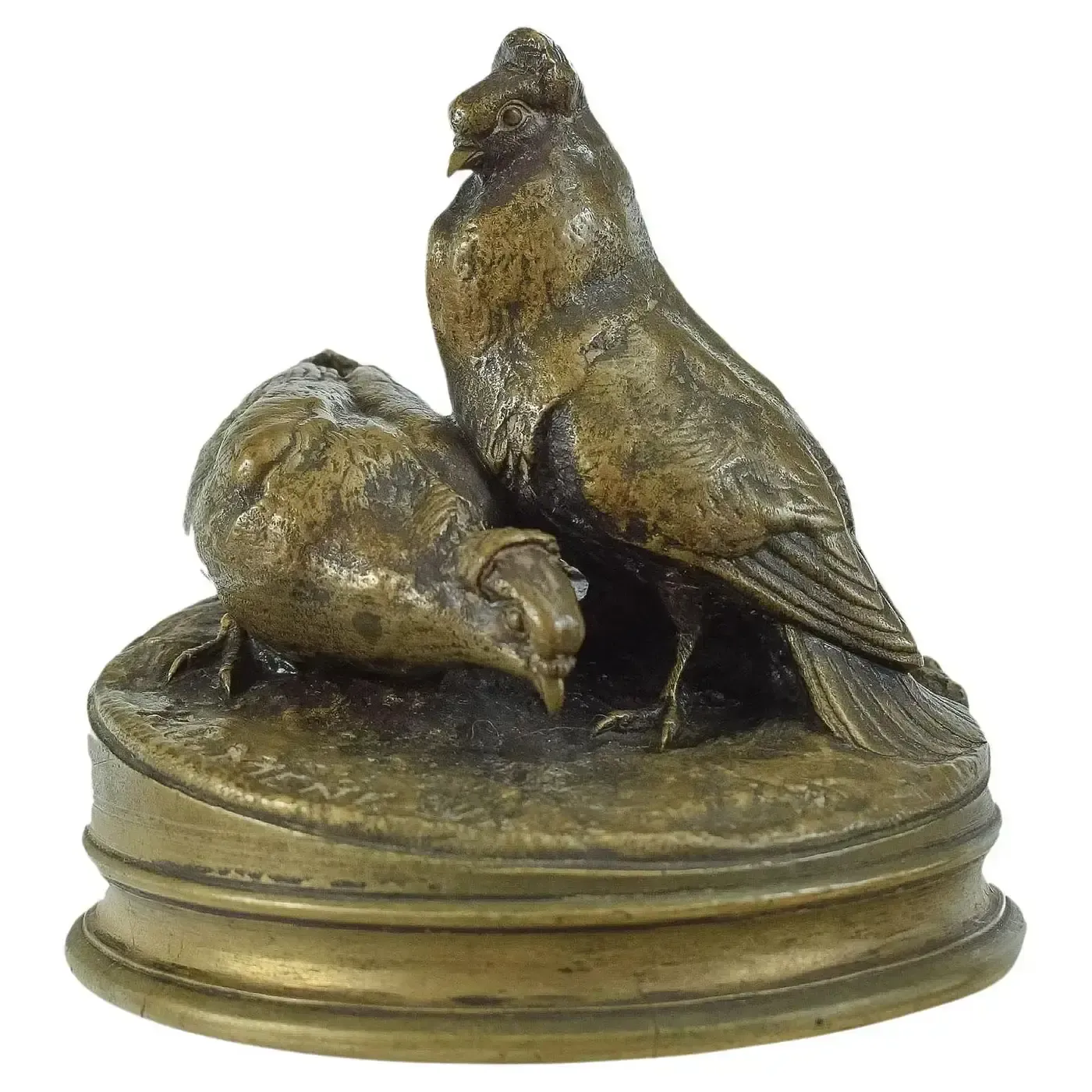 Bronze de pigeon mâle et femelle signé Pierre Jules Mêne (1810 - 1879)