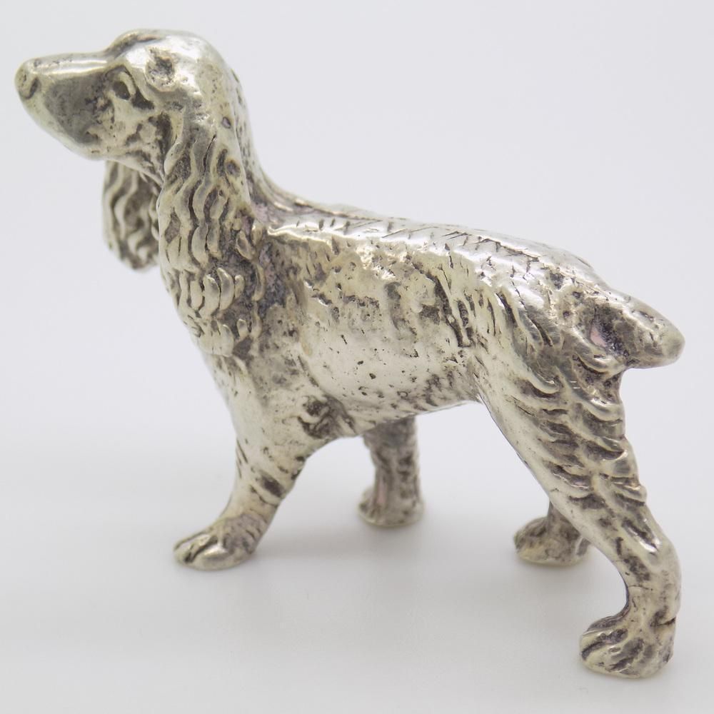 Vintage Italian Handmade Genuine Silver Cocker Spaniel Dog Figurine, 1960s photo for sale