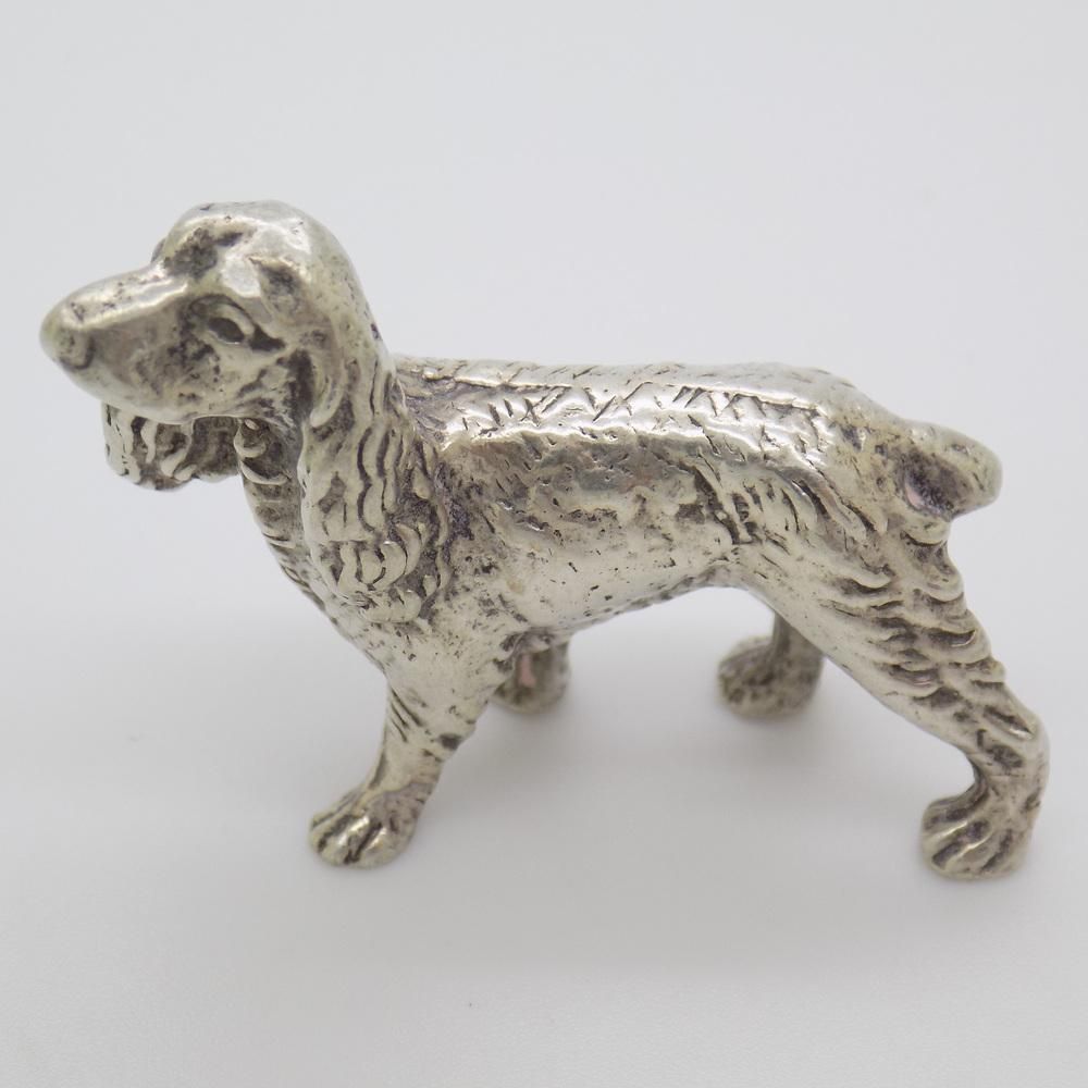 Vintage Italian Handmade Genuine Silver Cocker Spaniel Dog Figurine, 1960s photo Art