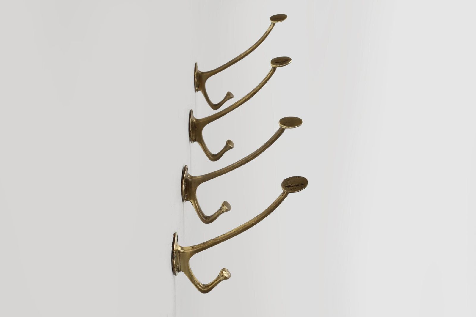 Art Nouveau Brass Wall Hooks From Adolf Loos, Vienna, Austria, 1910s, Set Of 4 photo for sale