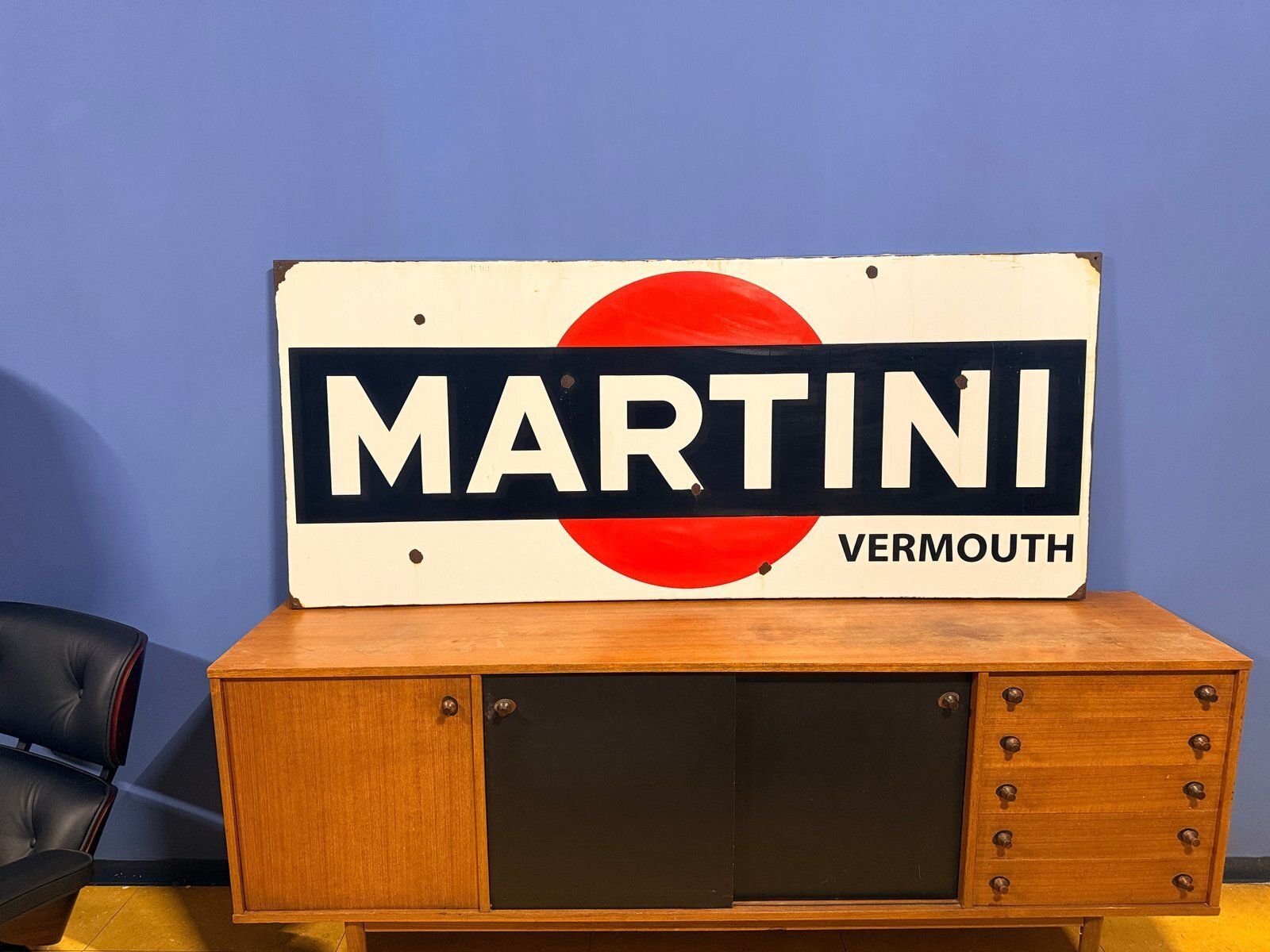 Vintage Martini Vermouth Sign In Enameled Metal, 1960s