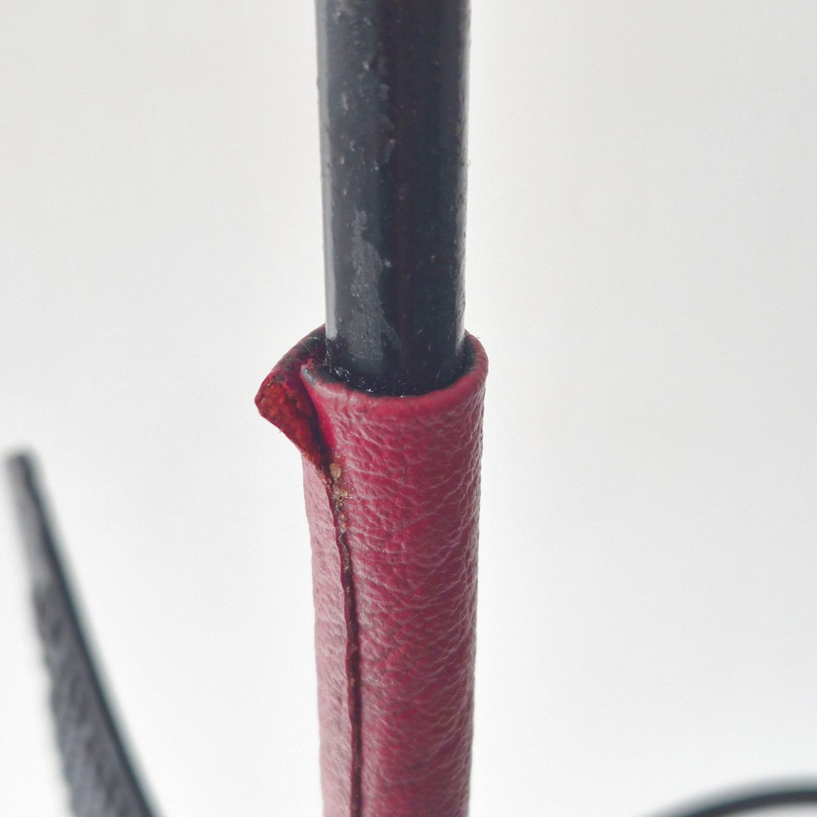 Vintage 1950s Metal Leather & Ceramic Burgundy Umbrella Stand 50s Rockabilly photo Home Decor