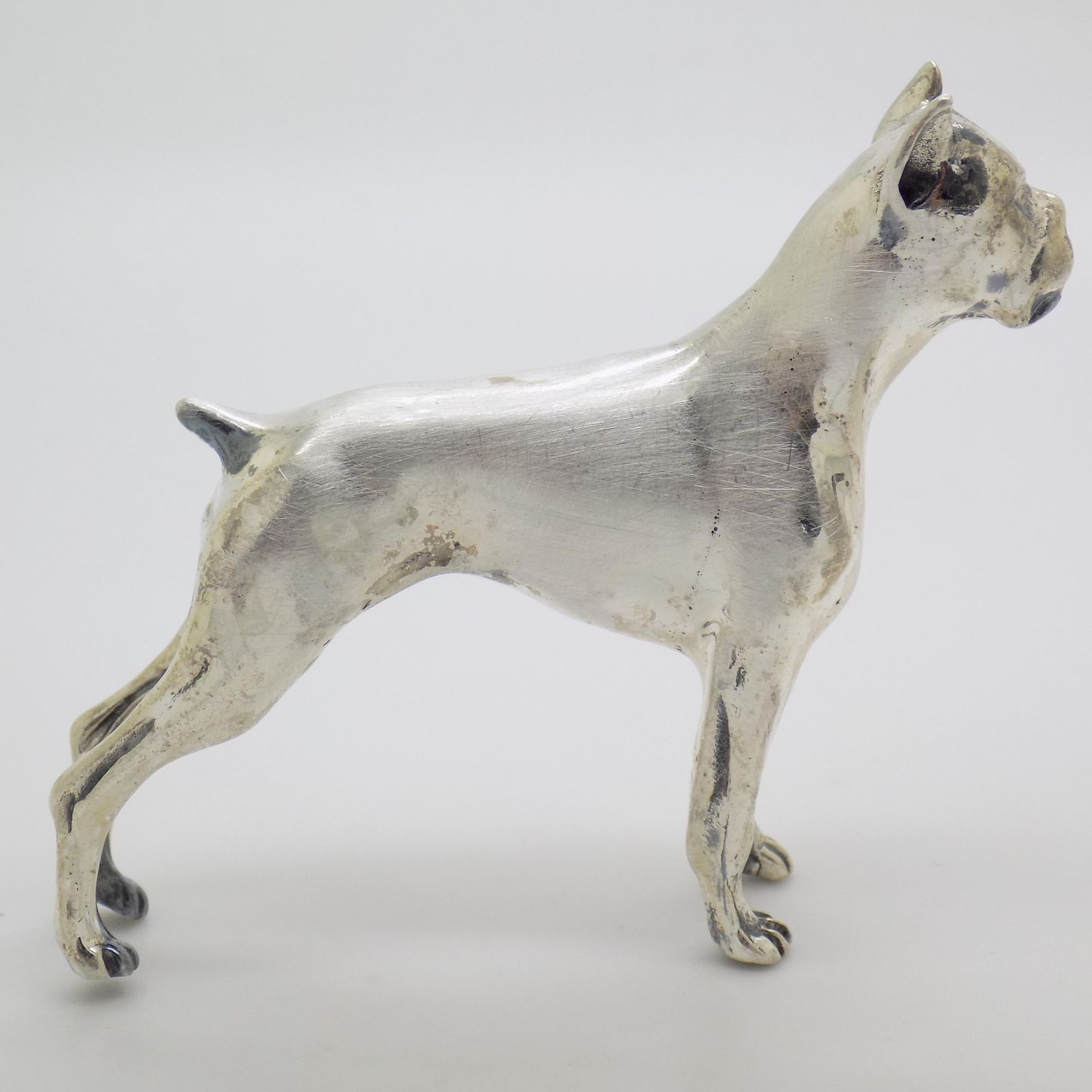 Large Vintage Italian Handmade Sterling Silver Boxer Dog, Tuscany, Italy, 1970s photo buy