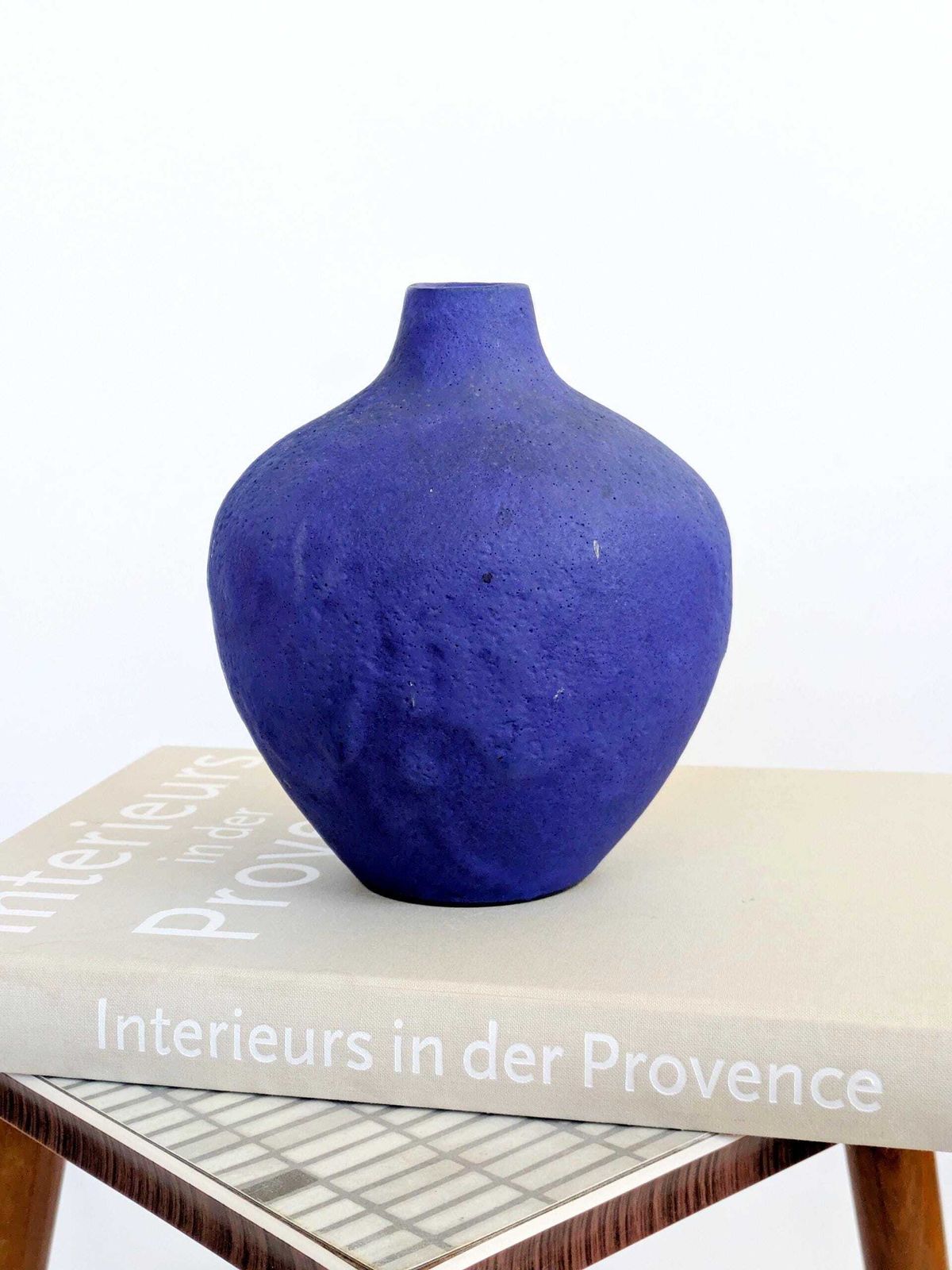 Midcentury Heyne Keramik Vase, Klein Blue Fat Lava Ceramic, West Germany 1960s, Signed photo furniture