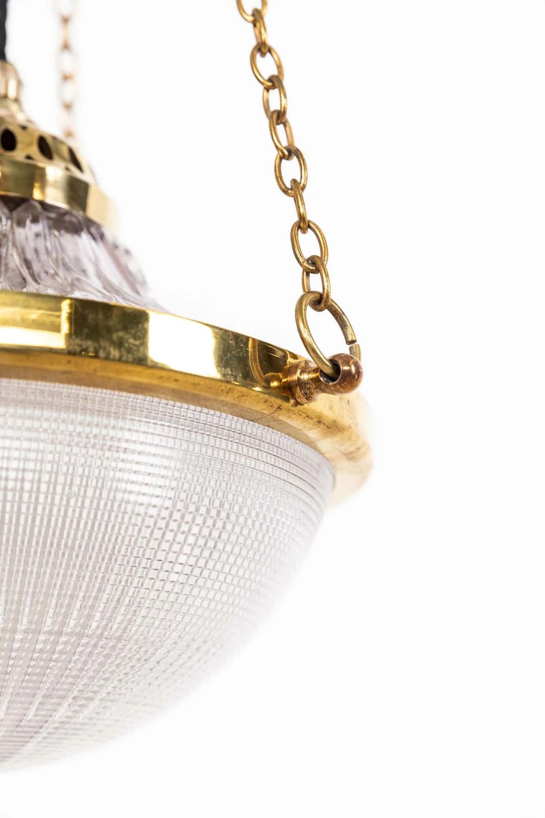 10" Antique Holophane 'Blondel Stiletto' Glass Pendant Light photo for sale