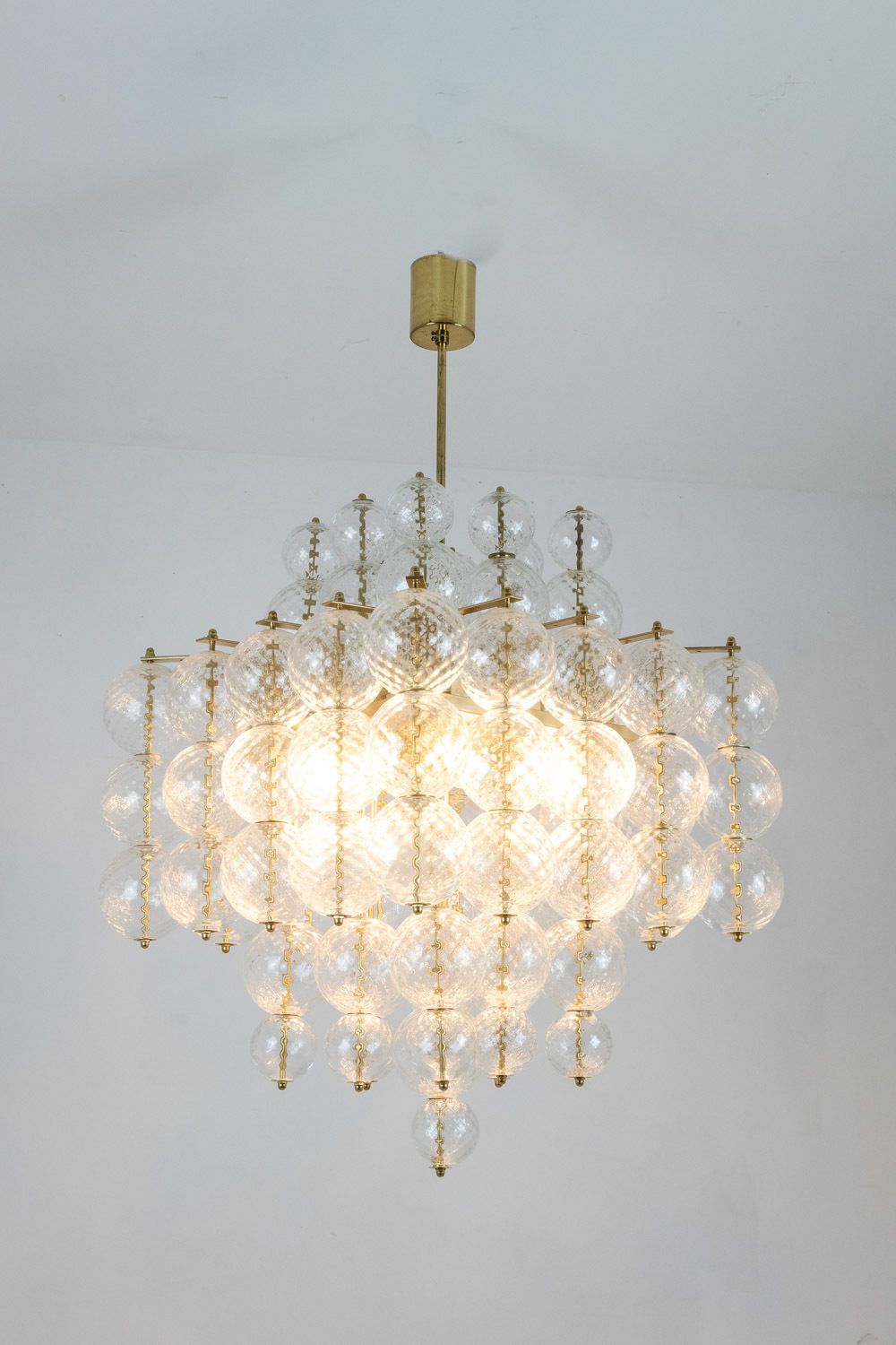 Kamenicky Senov. Chandelier Made Of Blown Glass And Gilded Brass. 1970s. photo furniture
