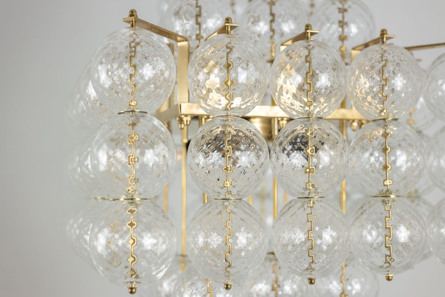 Kamenicky Senov. Chandelier Made Of Blown Glass And Gilded Brass. 1970s. photo buy