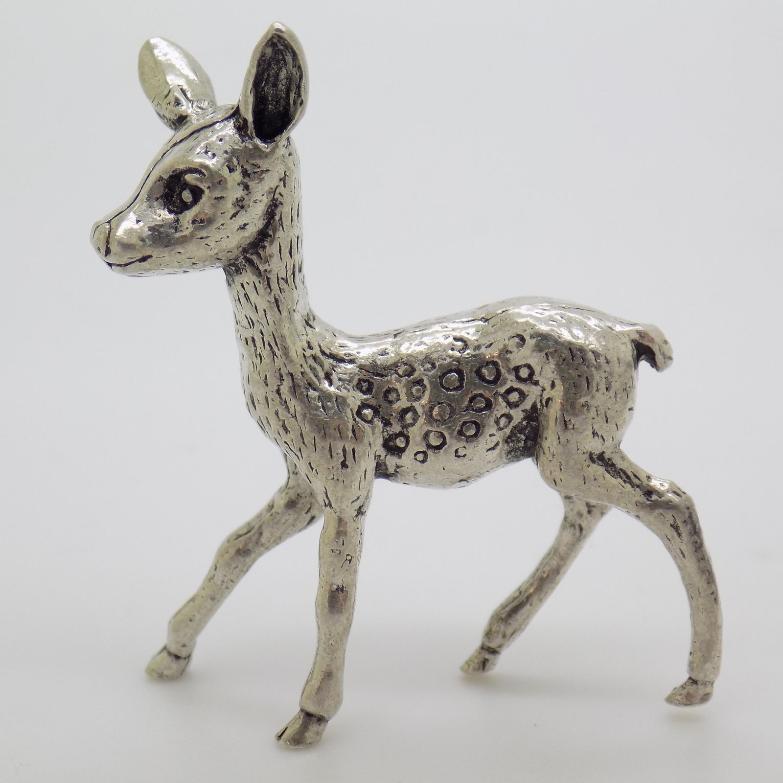 photo for sale Vintage Italian Handmade Genuine Silver Fawn Deer Figurine, 1970s