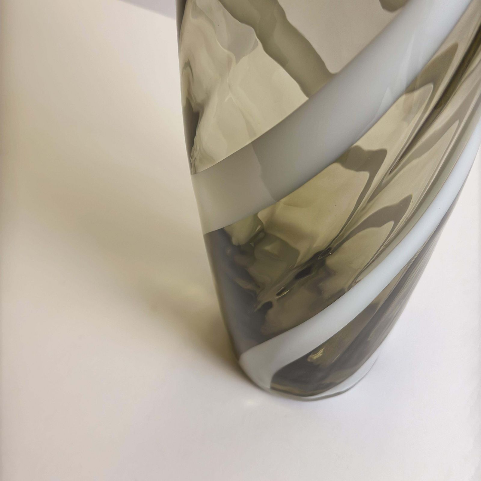 Tall Glass Floor Vase, Striped Design, Mid Century Italian 1960s photo furniture