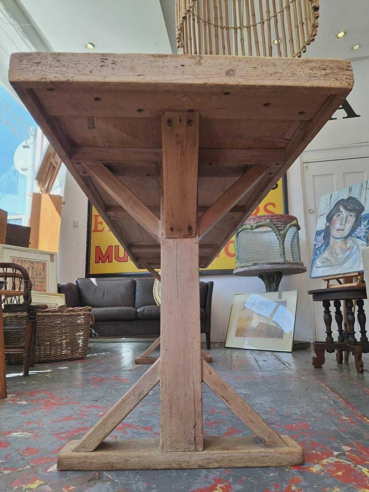 Early 20th Century Bleached Pine Farmhouse/Convent Dining Table. photo 1120.0