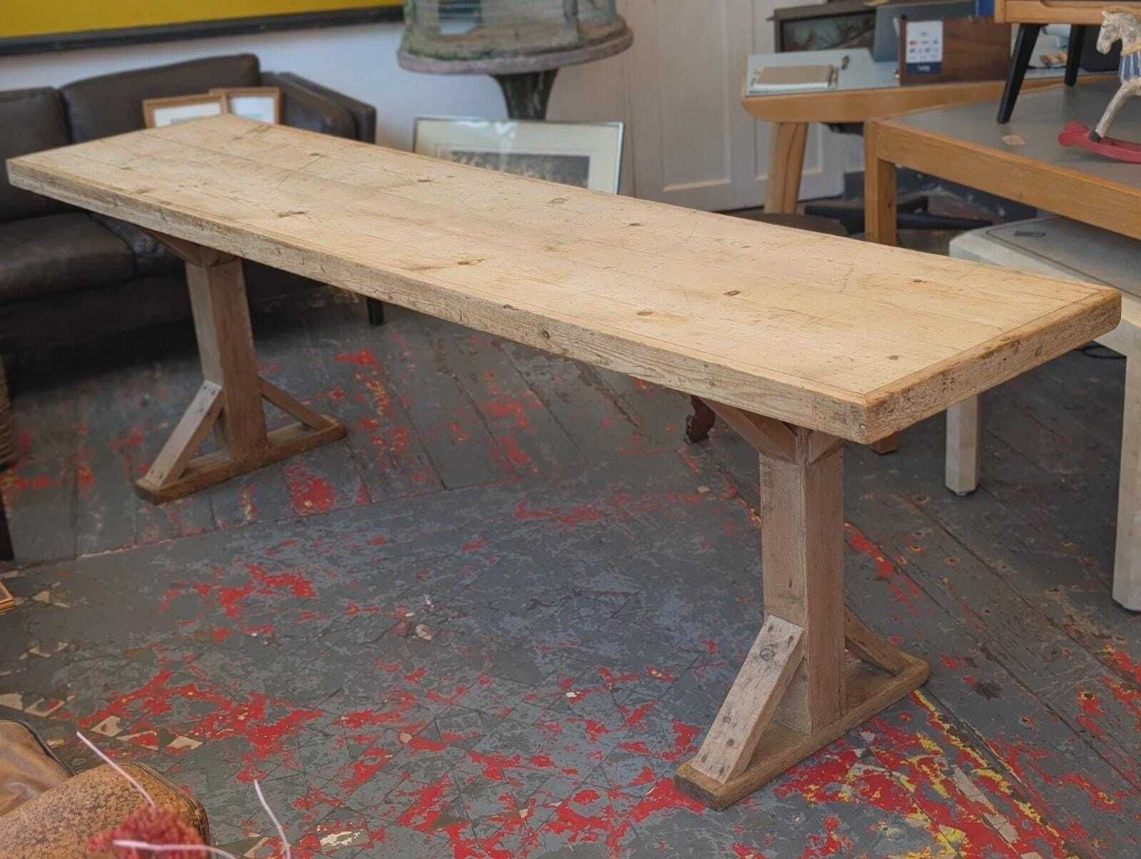 photo for sale Early 20th Century Bleached Pine Farmhouse/Convent Dining Table.