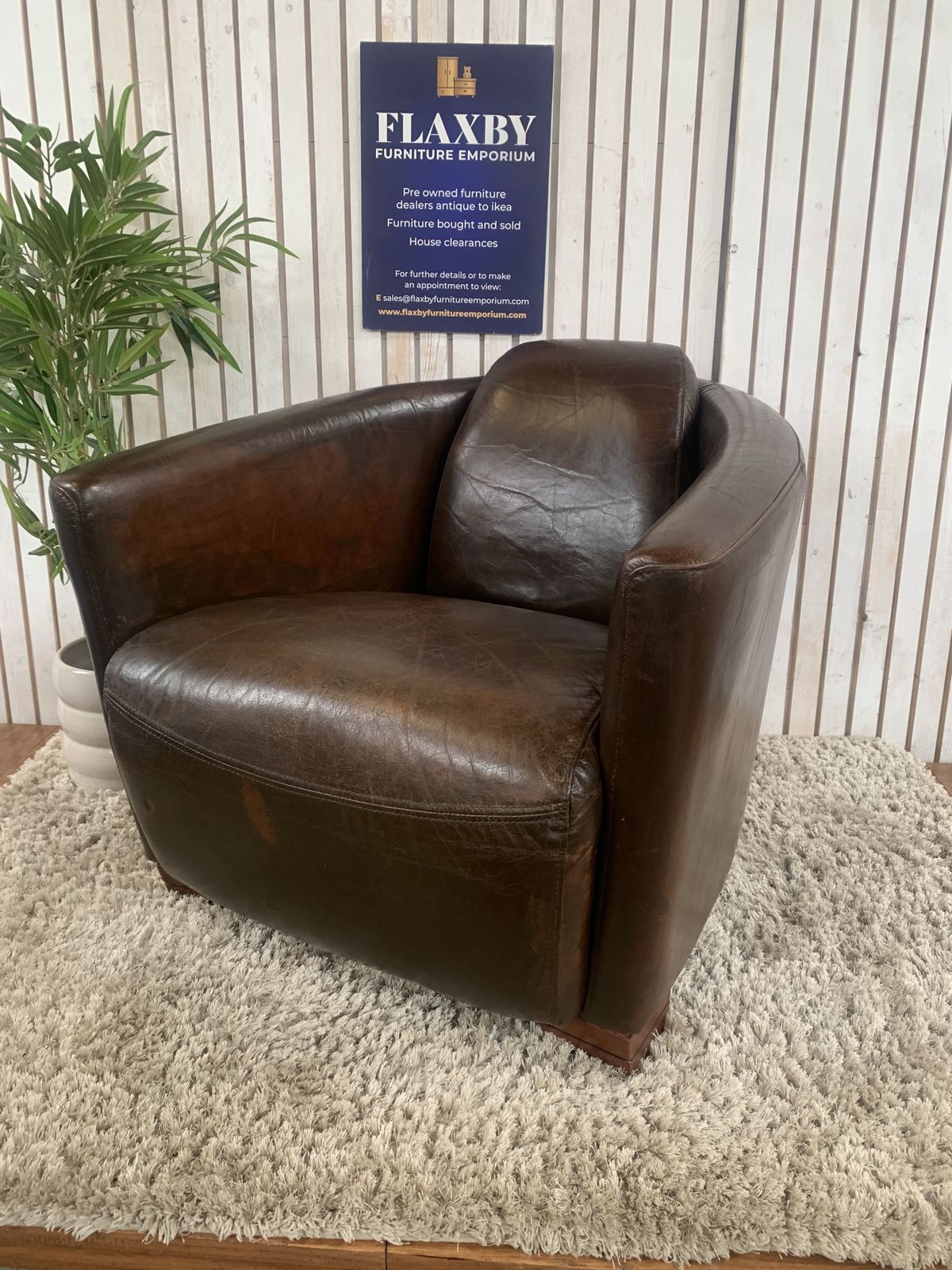 Timothy Oulton Halo Mars Aviator Rocket Leather Club Armchair Cigar Brown Vintage