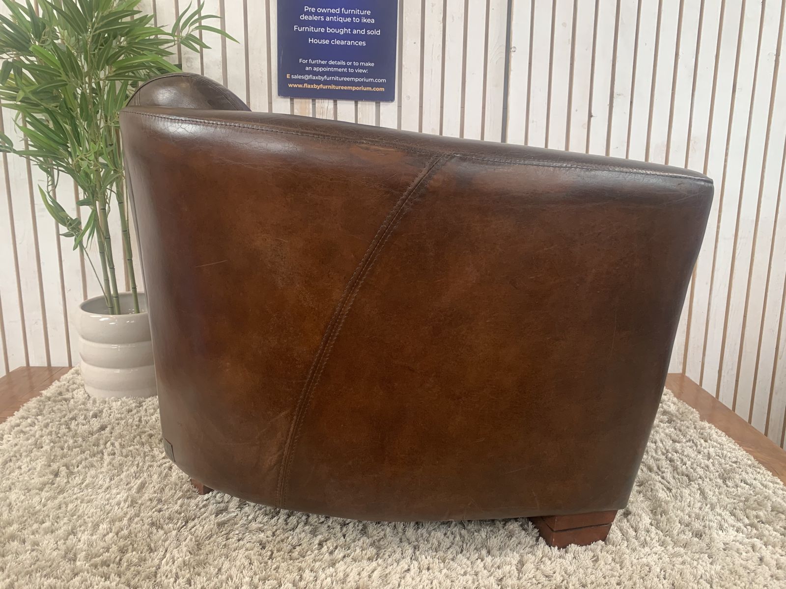 Timothy Oulton Halo Mars Aviator Rocket Leather Club Armchair Cigar Brown Vintage photo vinterior