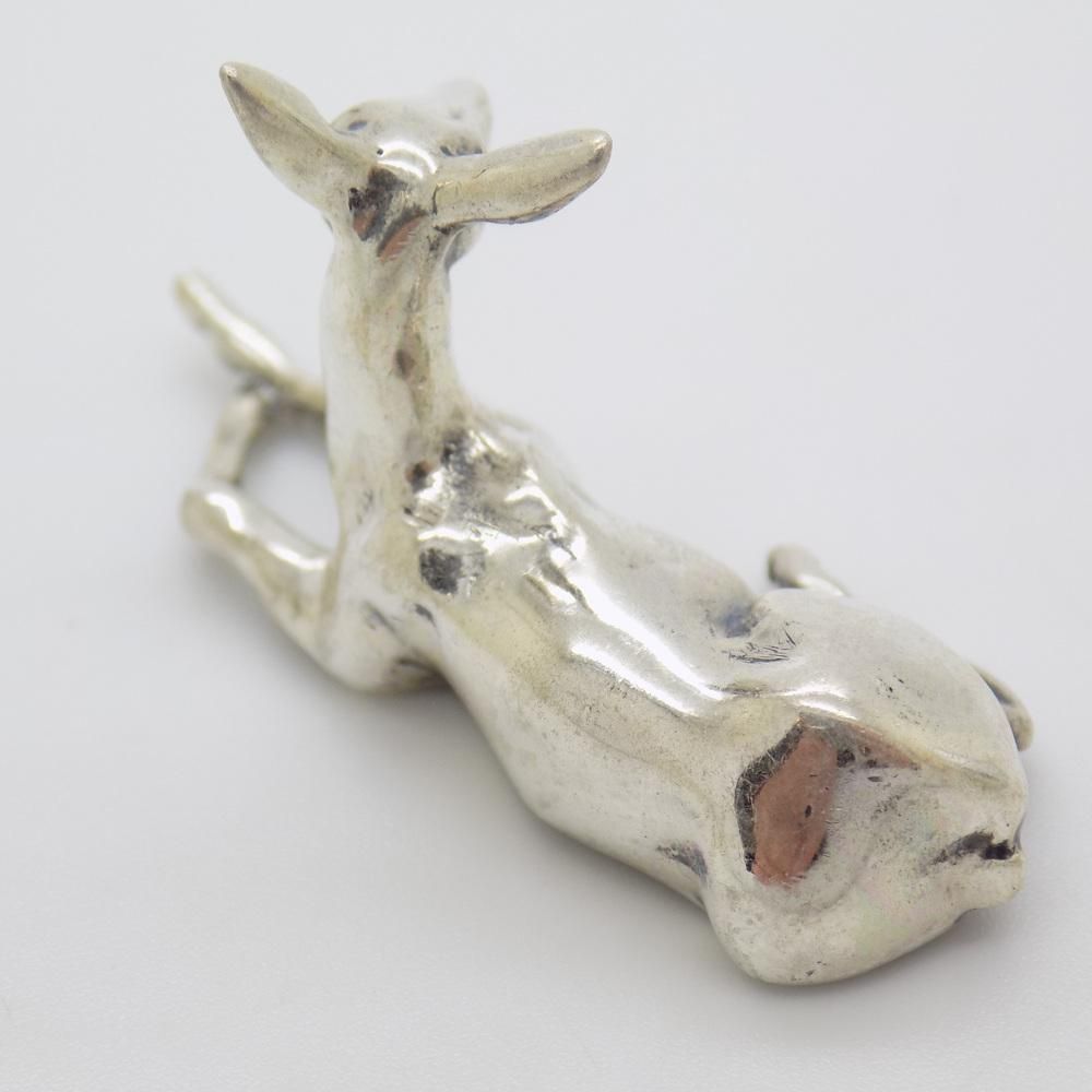 Vintage Italian Handmade Sterling Silver Sitting Deer Figurine, 1980s photo 170.0