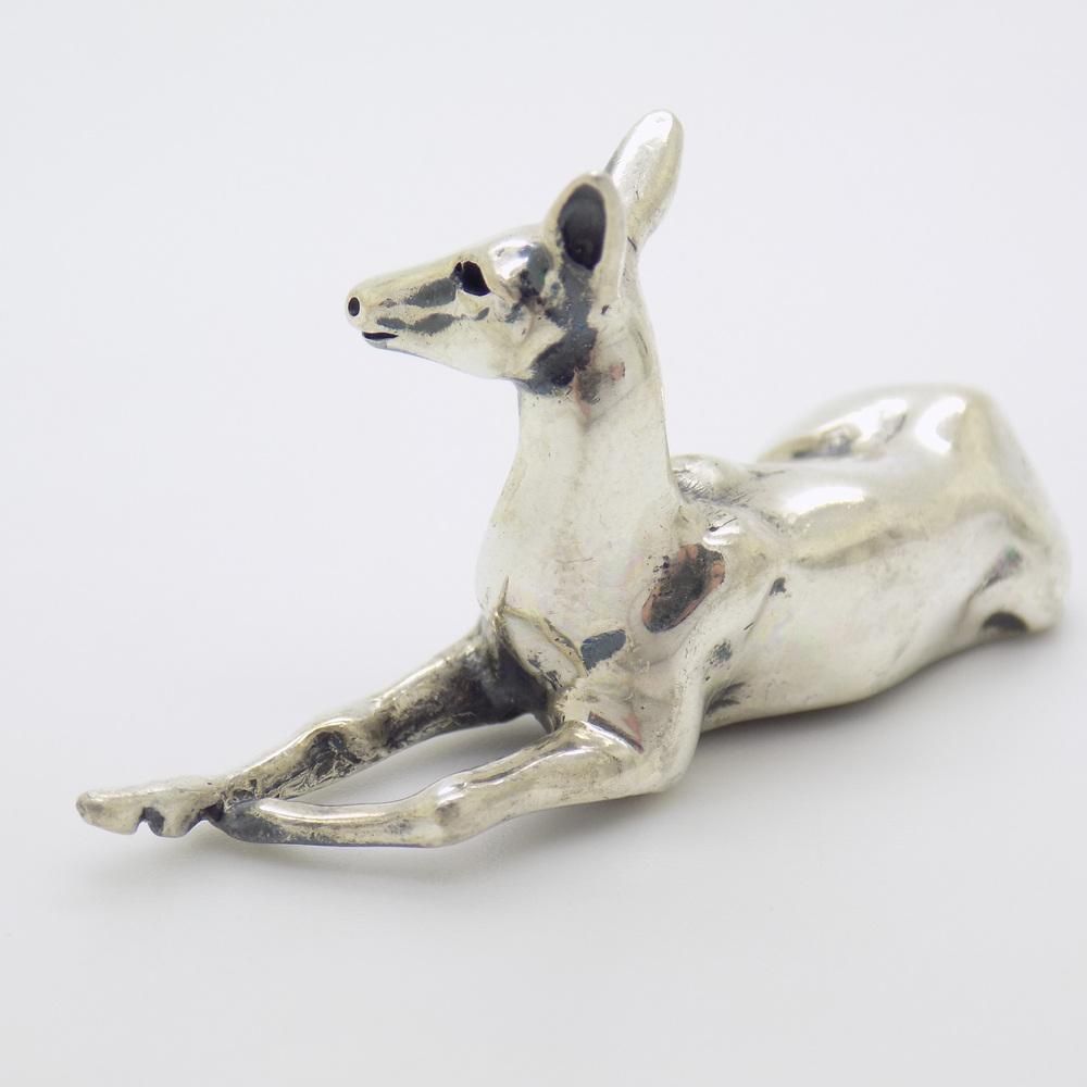 Vintage Italian Handmade Sterling Silver Sitting Deer Figurine, 1980s photo vintage