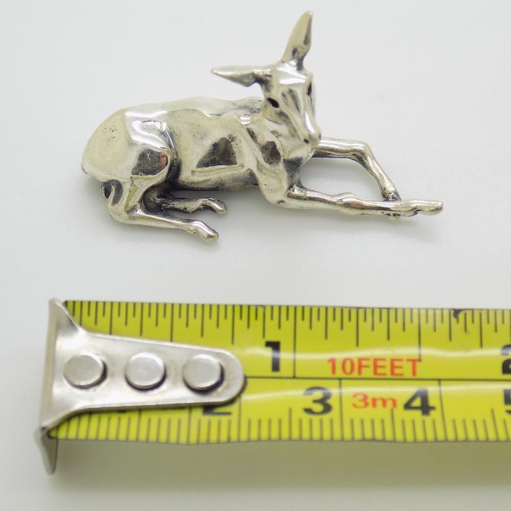 170.0 Vintage Italian Handmade Sterling Silver Sitting Deer Figurine, 1980s photo