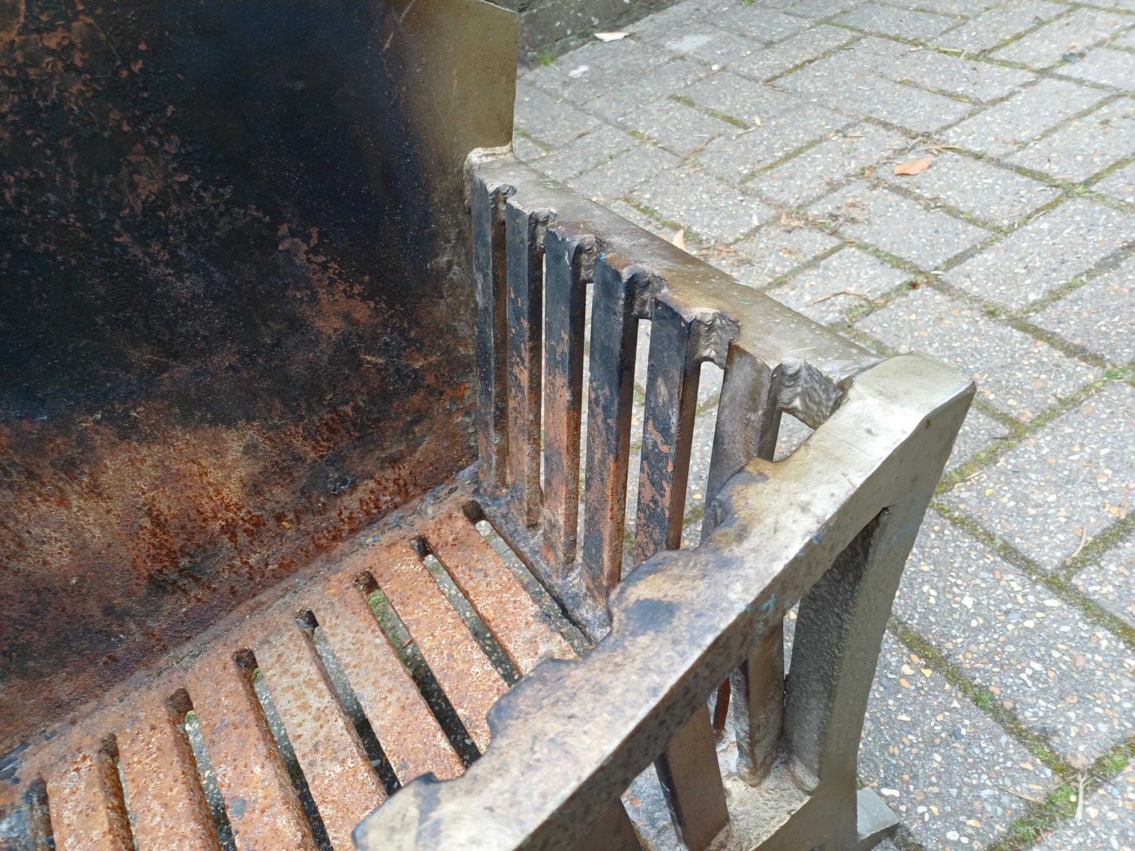 Art Deco Fireplace Grate 1930s Cast Iron Fire Basket Vintage Hearth Insert Heavy Original Finish Coal Log Basket Free Hand Delivery photo Home Fixtures