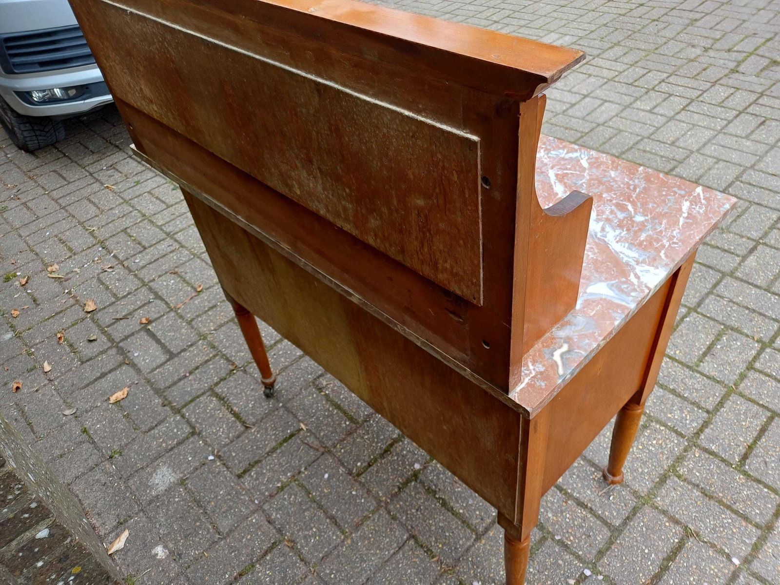 Early 20th Century Satinwood Washstand Marble Top Tile Back Antique Bedroom Cabinet On Casters Original Finish Edwardian Free Hand Delivery photo furniture