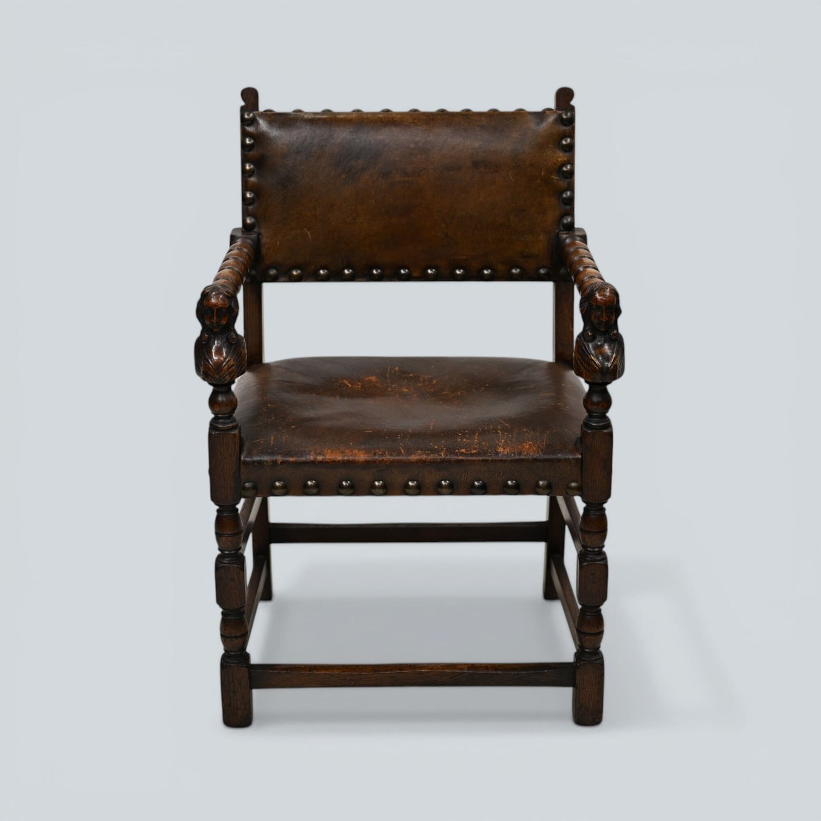 photo vinterior 6 Jacobean Dining Chairs Cromwellian Style Studded Leather Free Uk Delivery*