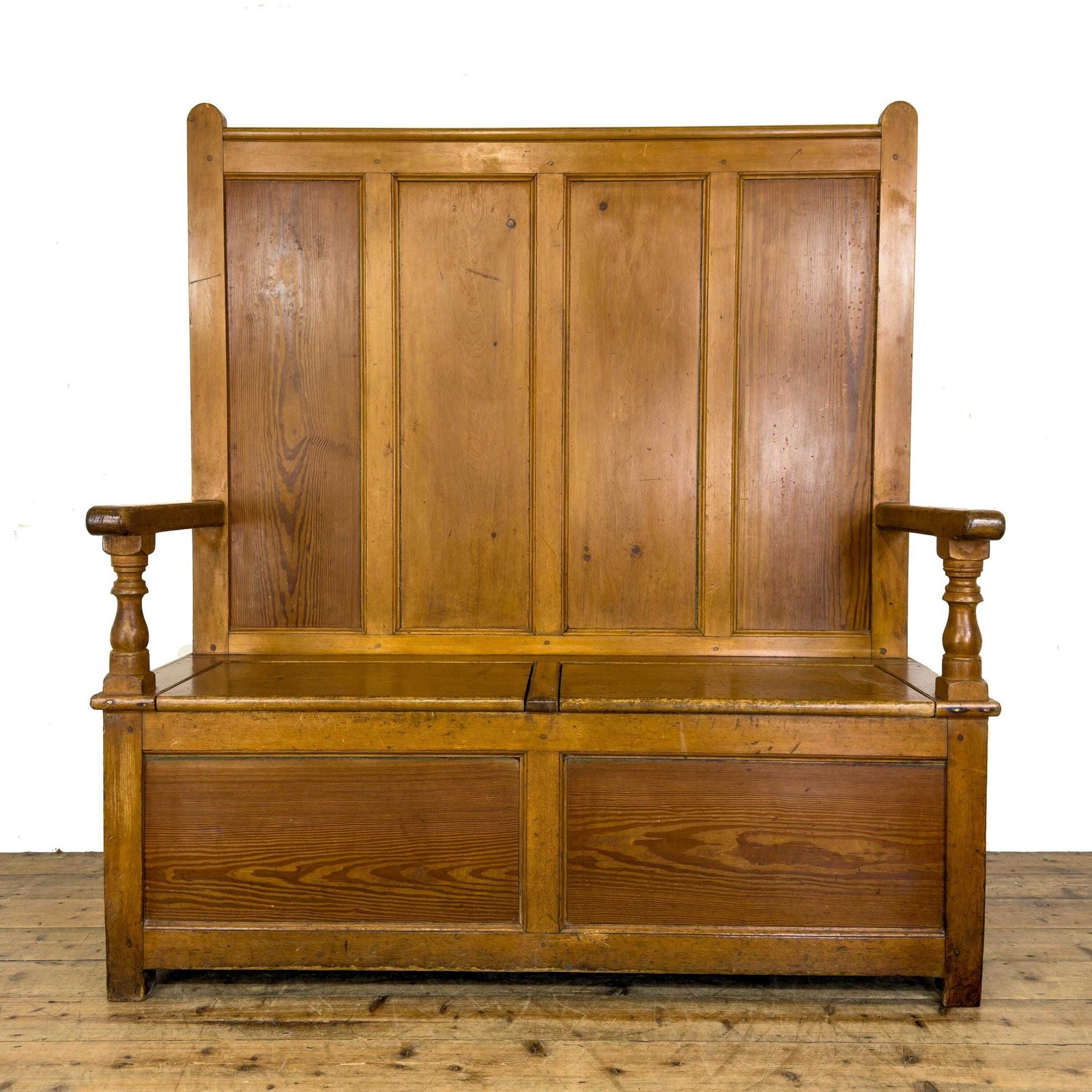 Antique Country Pine Settle Bench | Rustic Furniture | Rustic Bench | Rustic Settle | Pine Furniture