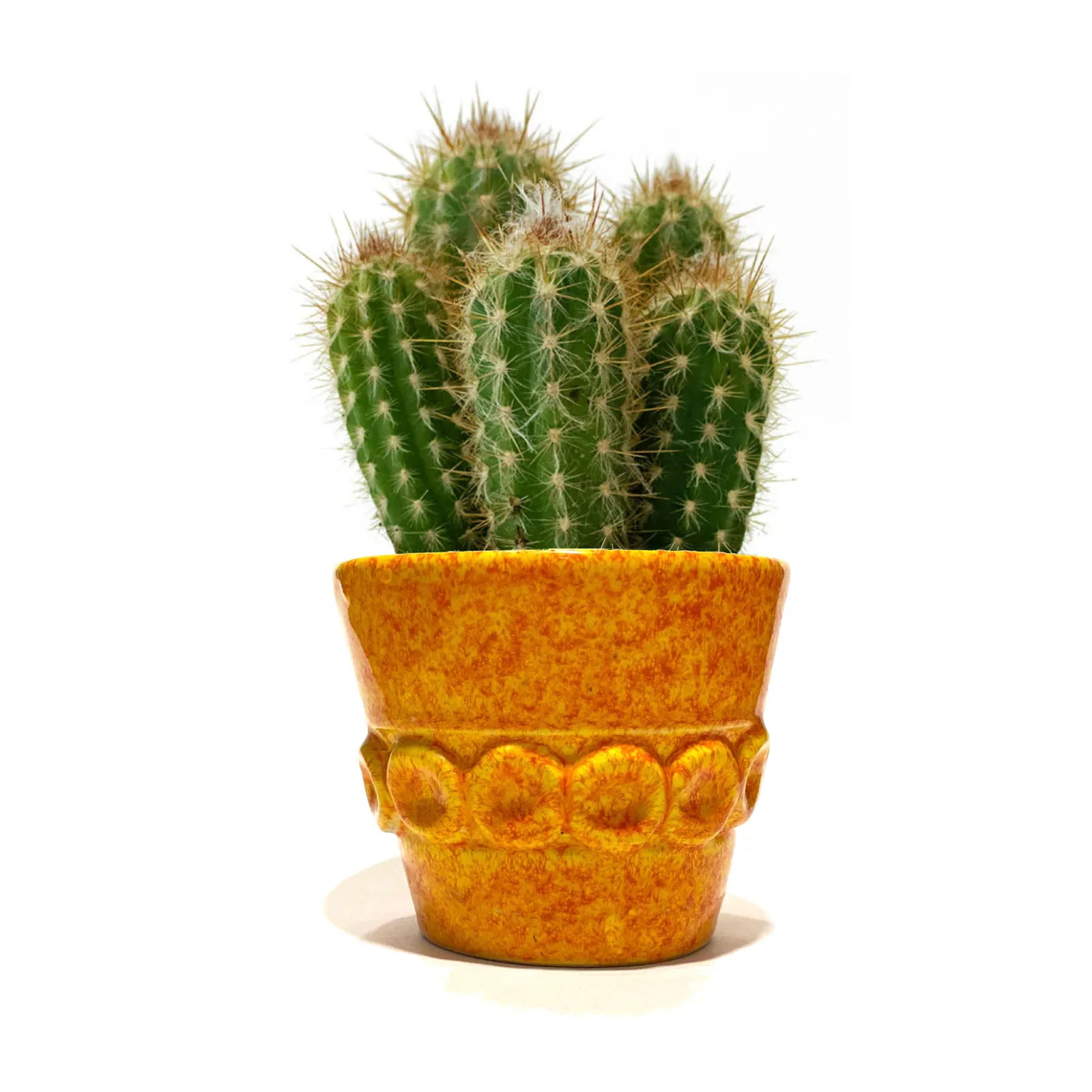 Italian Pottery Planter In Speckled Fire Glaze  1970s Art Pottery