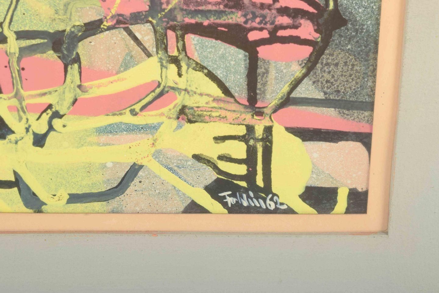 Gunnar Fohlin, Swedish Artist. Gouache On Paper. Dynamic Abstract Work, 1962 photo Art