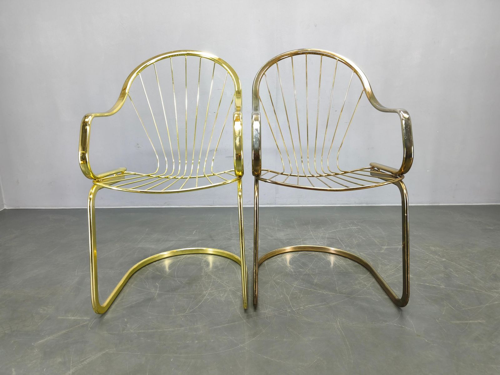Set Of 5 Gastone Rinaldi Brass Dining Chairs For Rima, Italy 1970s photo 1679.0
