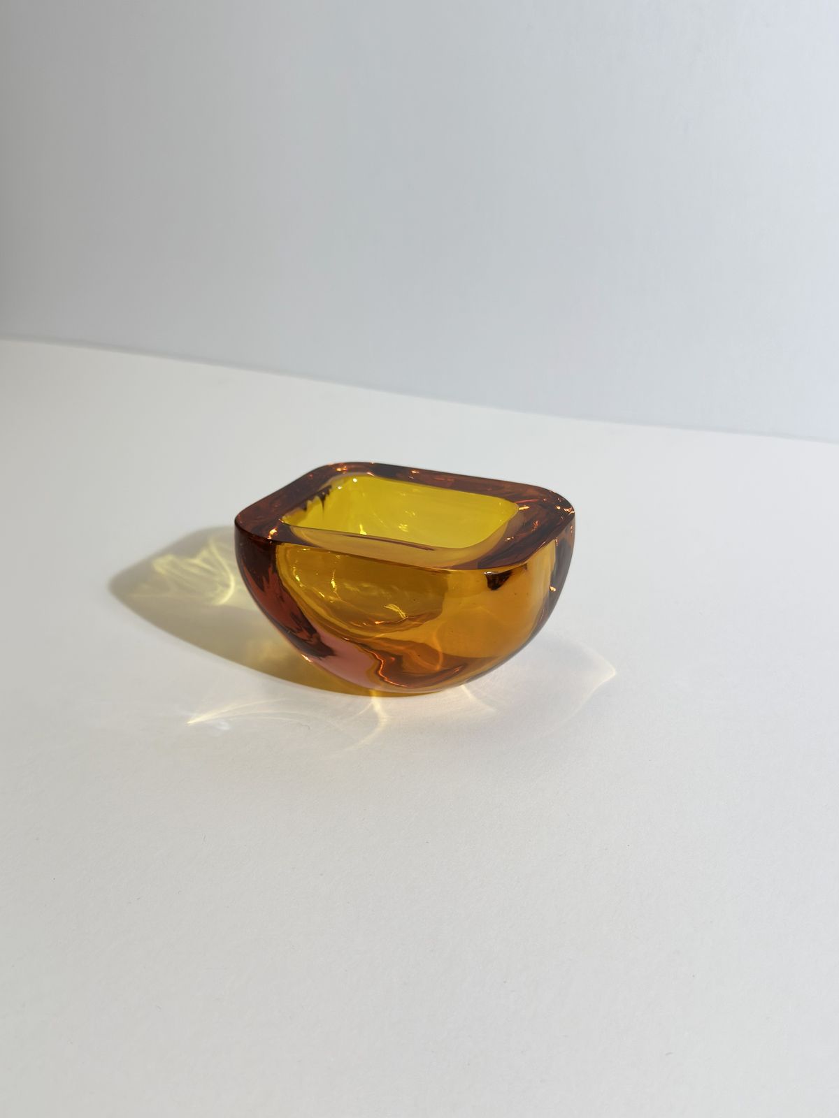 Murano Glass Bowl, Sommerso Geode Form, Orange Pink, Italy 1970s photo for sale