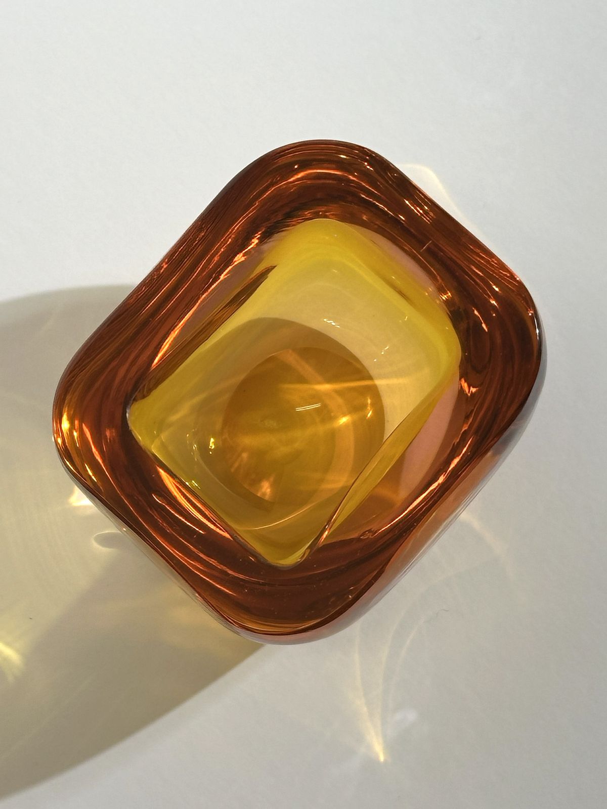 Murano Glass Bowl, Sommerso Geode Form, Orange Pink, Italy 1970s photo vinterior