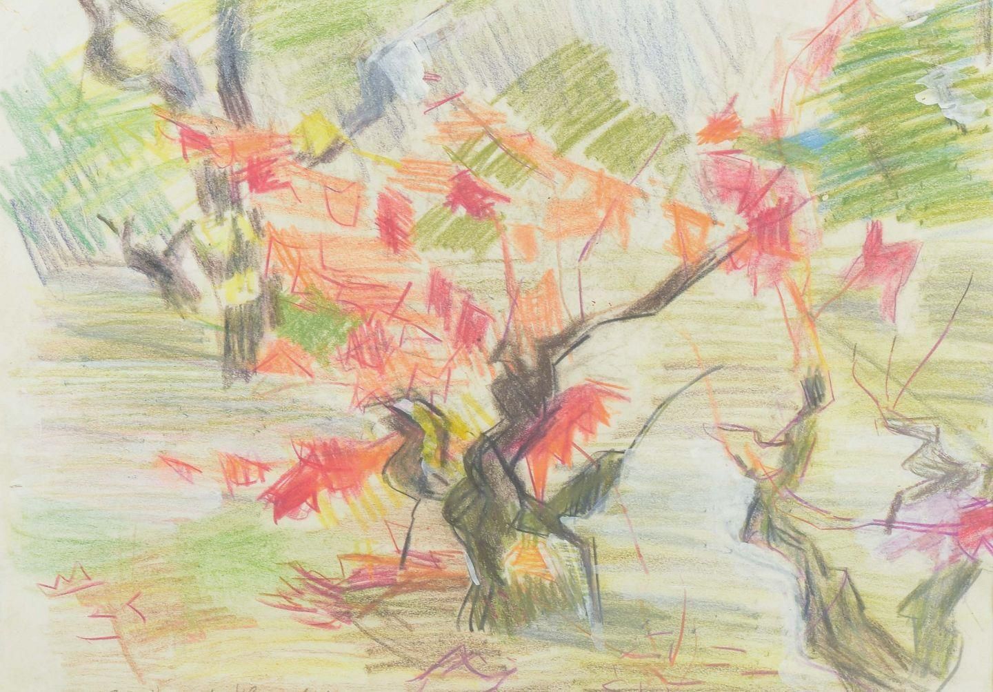 Brita Af Klercker. Kleurrijke abstracte compositie. Pastel op papier. 1950s/60s photo for sale