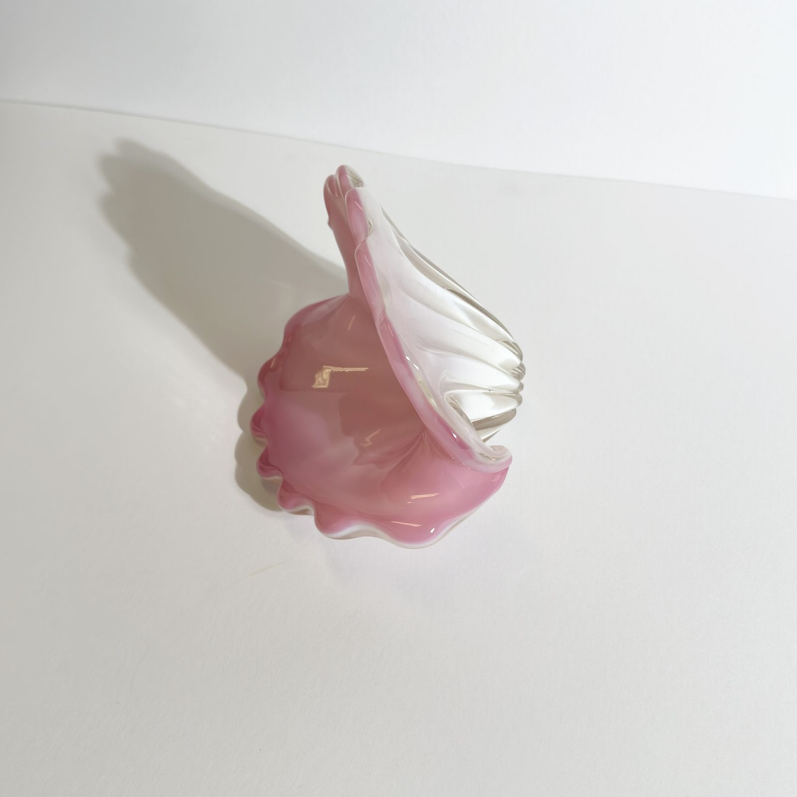 Archimede Seguso Murano Glass Bowl, Pink Alabastro Clam Shell, 1960s photo vintage