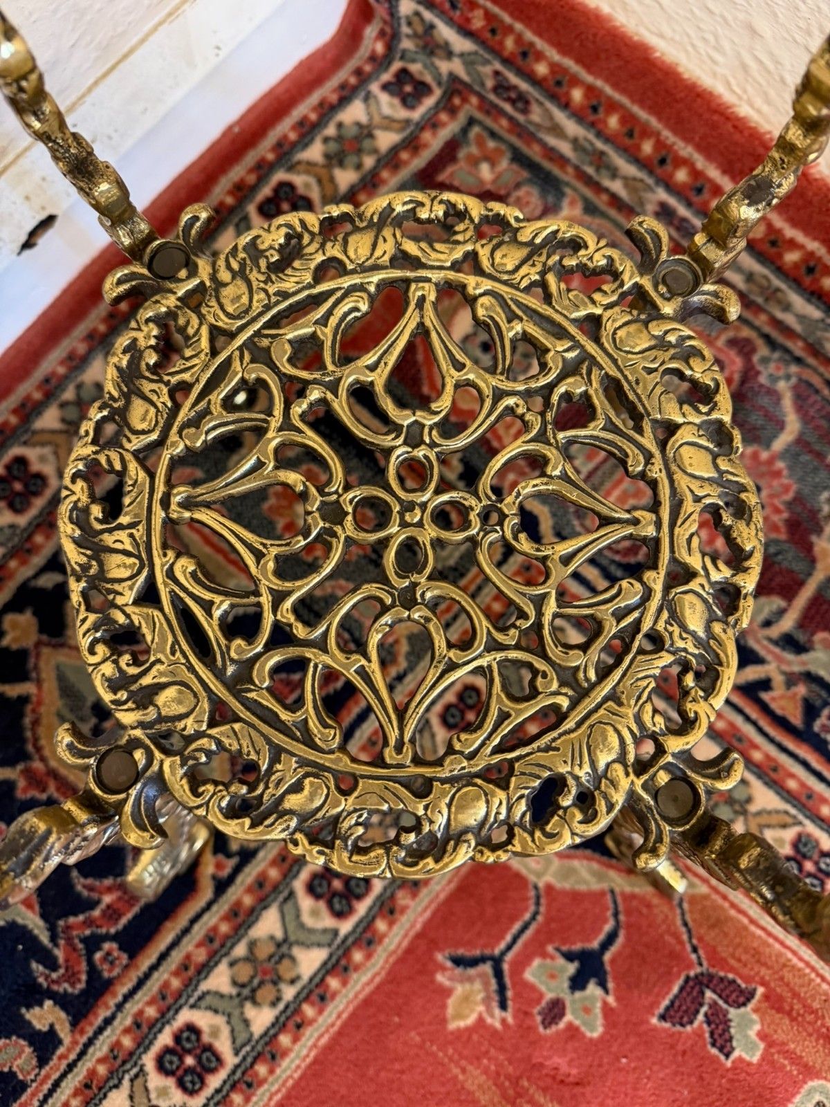 Frech Ornate Brass And Marble Stand Circa 1950 photo 285.0