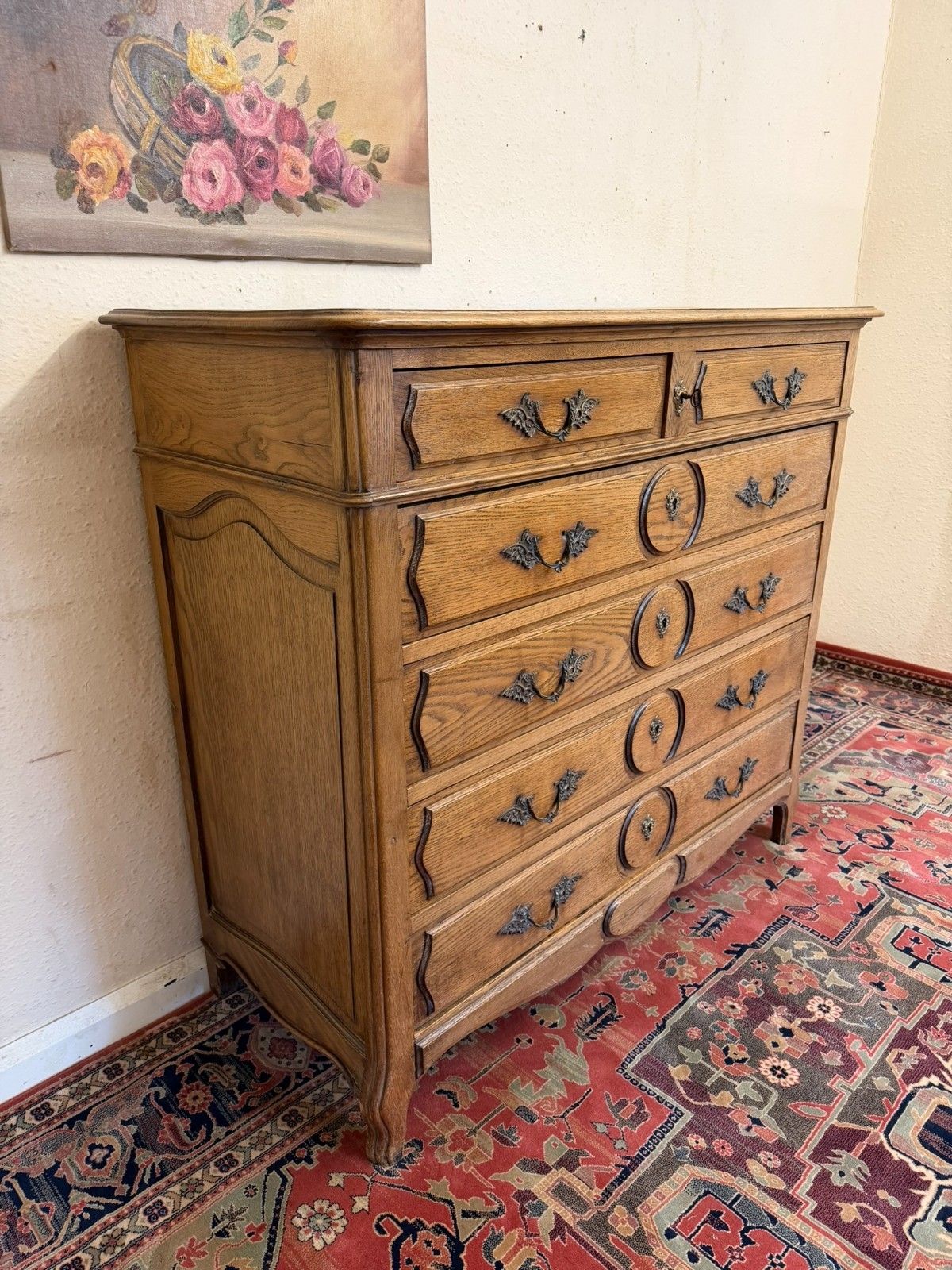 Quality Antique French Oak Chest Of Six Drawers Circa 1900 photo Furniture