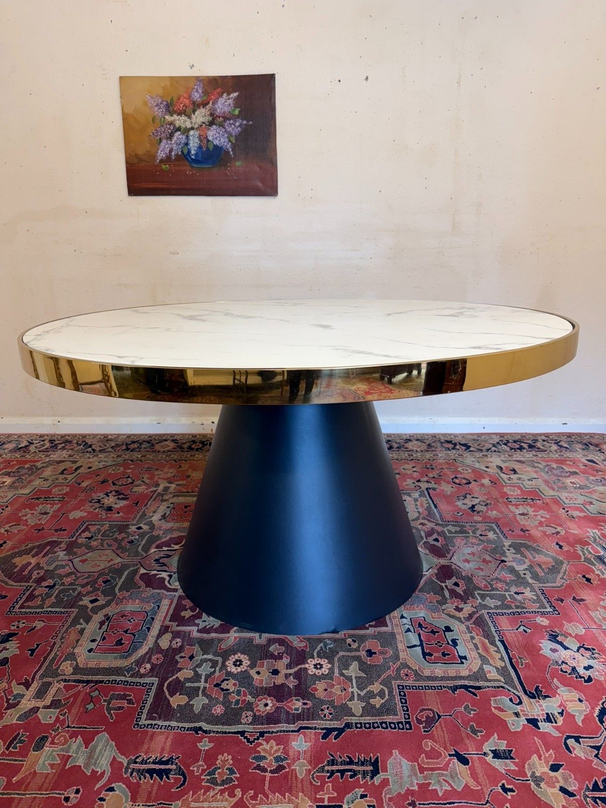 Mid Century Modern Circular Marble Top Dining Table Circa 1960 photo furniture