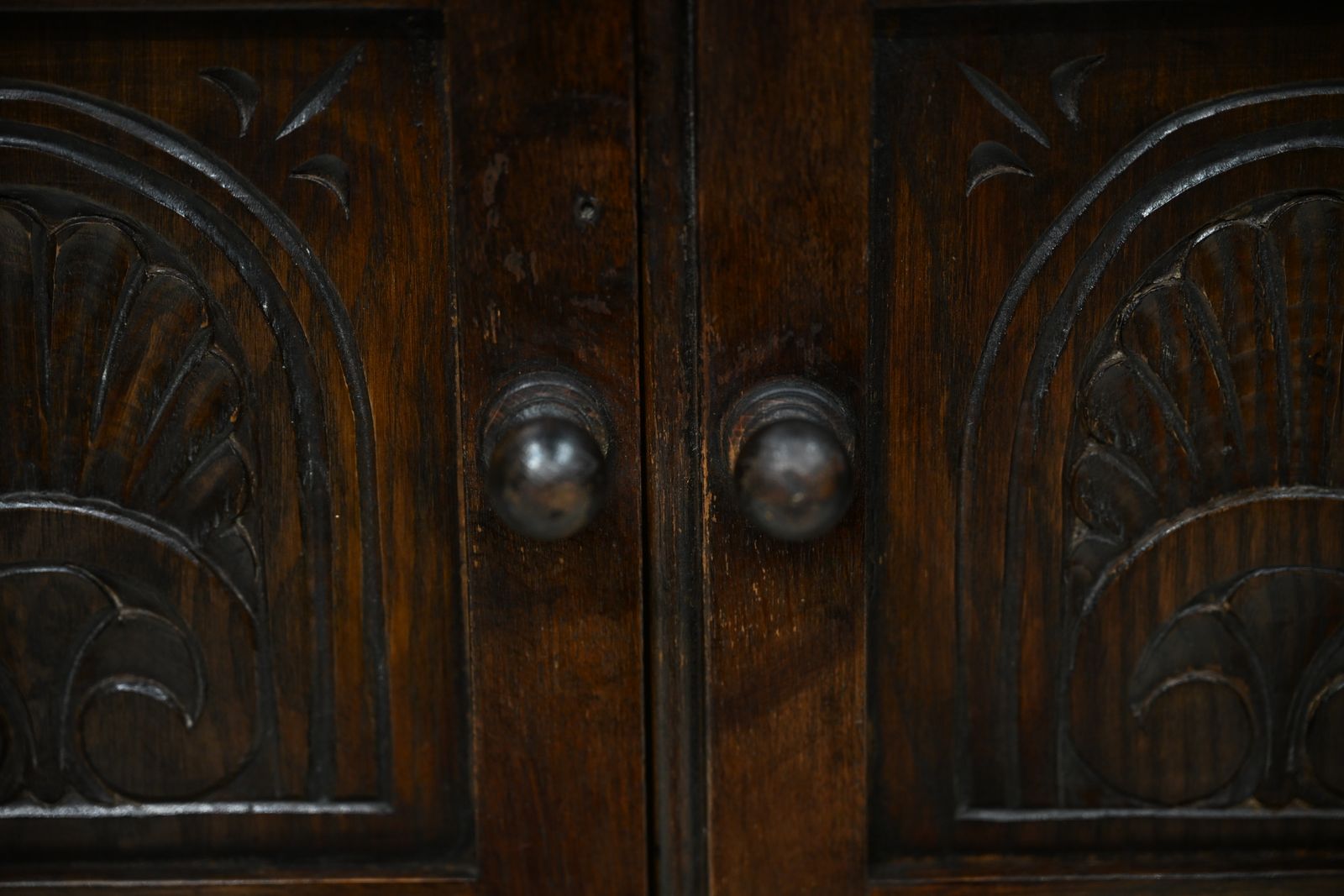 photo buy Vintage Oak Pedestal Cupboard Carved Narrow Drawer Double Doors Free Uk Delivery