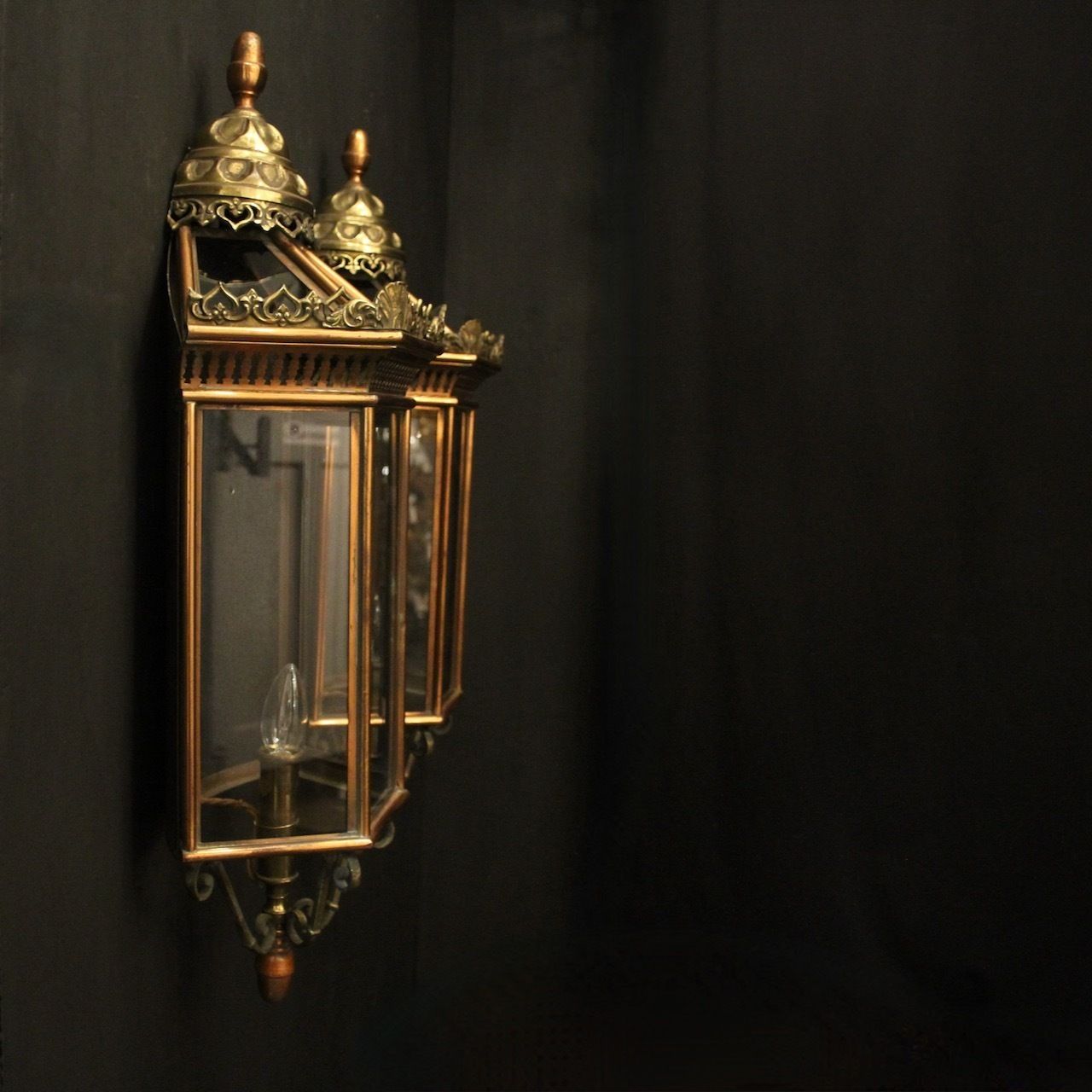 photo furniture French Pair Of Brass & Copper Half Lanterns