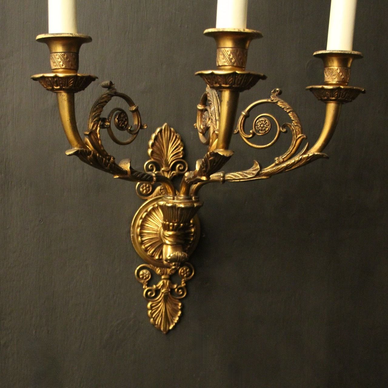 French Pair Of Bronze Antique Wall Sconces photo Lighting