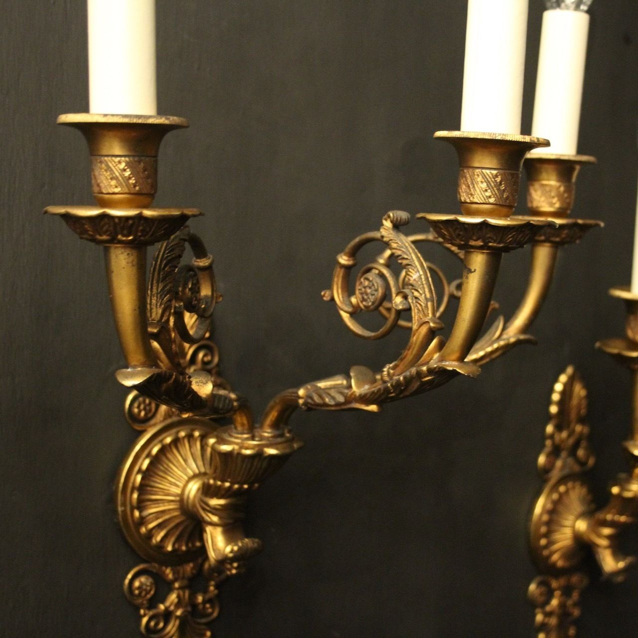 French Pair Of Bronze Antique Wall Sconces photo buy