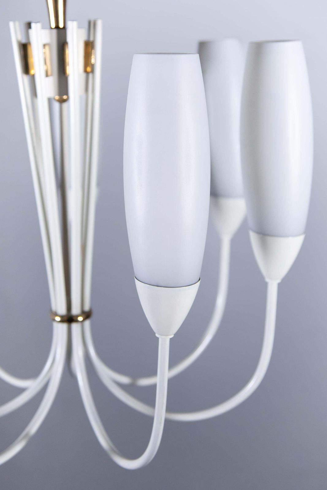 Fifties Six Opaline Glass Shades Chandelier. photo 1510.0