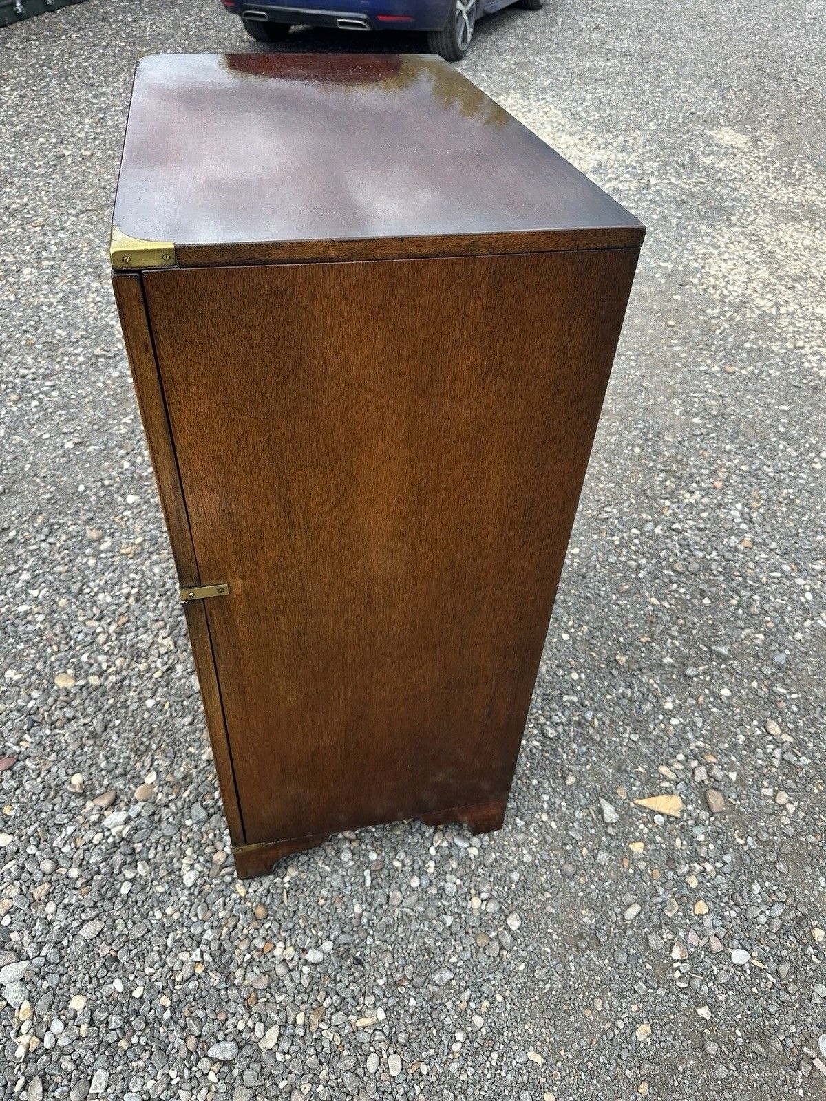 Campaign Style Mahogany Bureau Chest  Of Drawers Drop Writing Desk Brass Storage photo 336.0