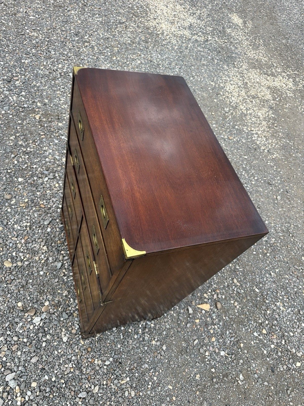 Campaign Style Mahogany Bureau Chest  Of Drawers Drop Writing Desk Brass Storage photo vinterior