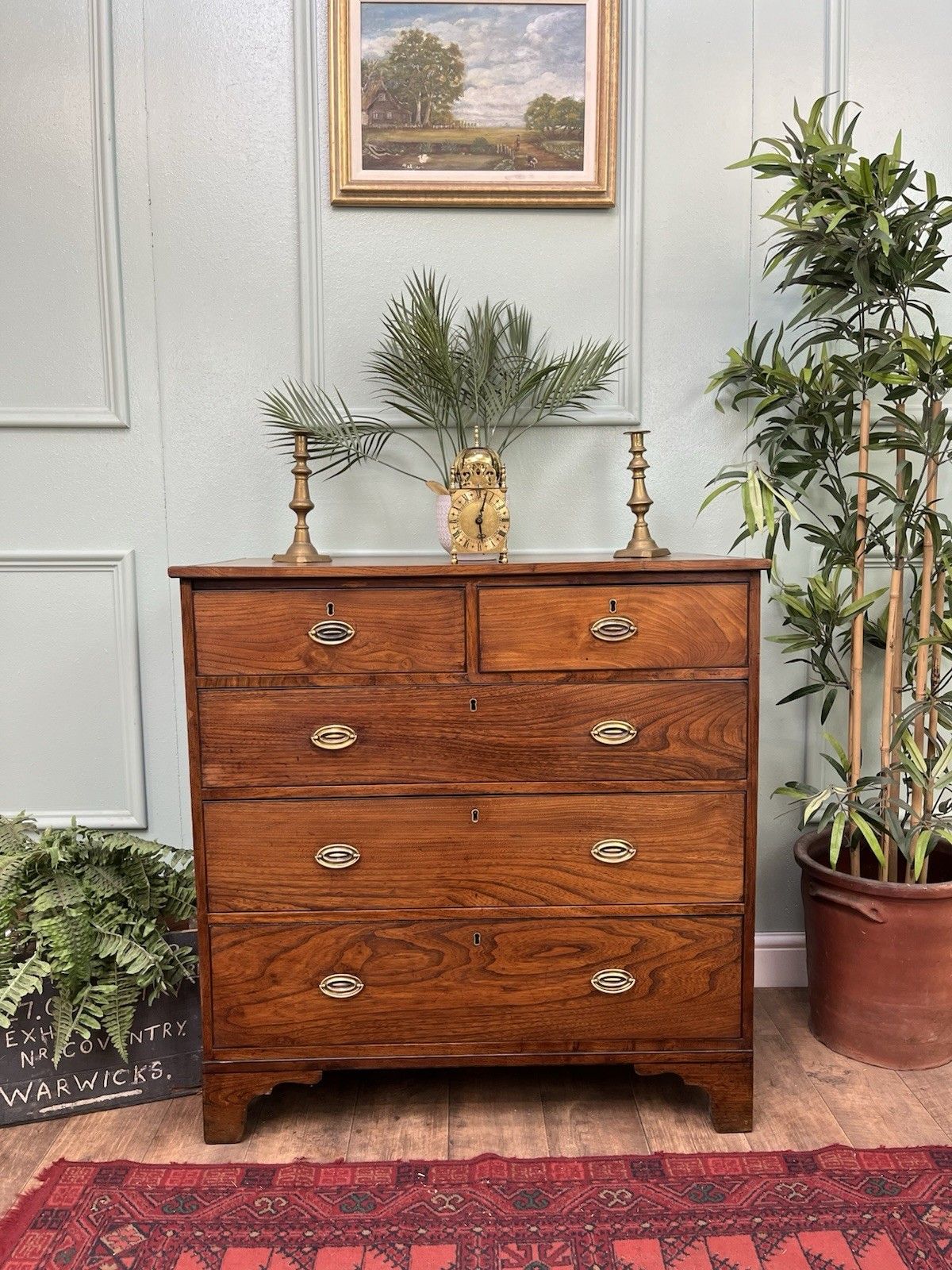 Superior Quality Rare Solid Elm Country House Antique Georgian Chest Of Drawers