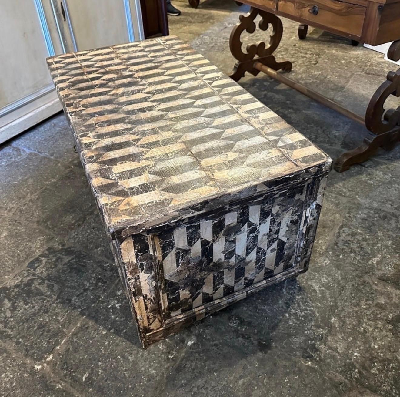 Late 19th Century Black And White Lacquered Wood Florentine Blanket Chest photo for sale