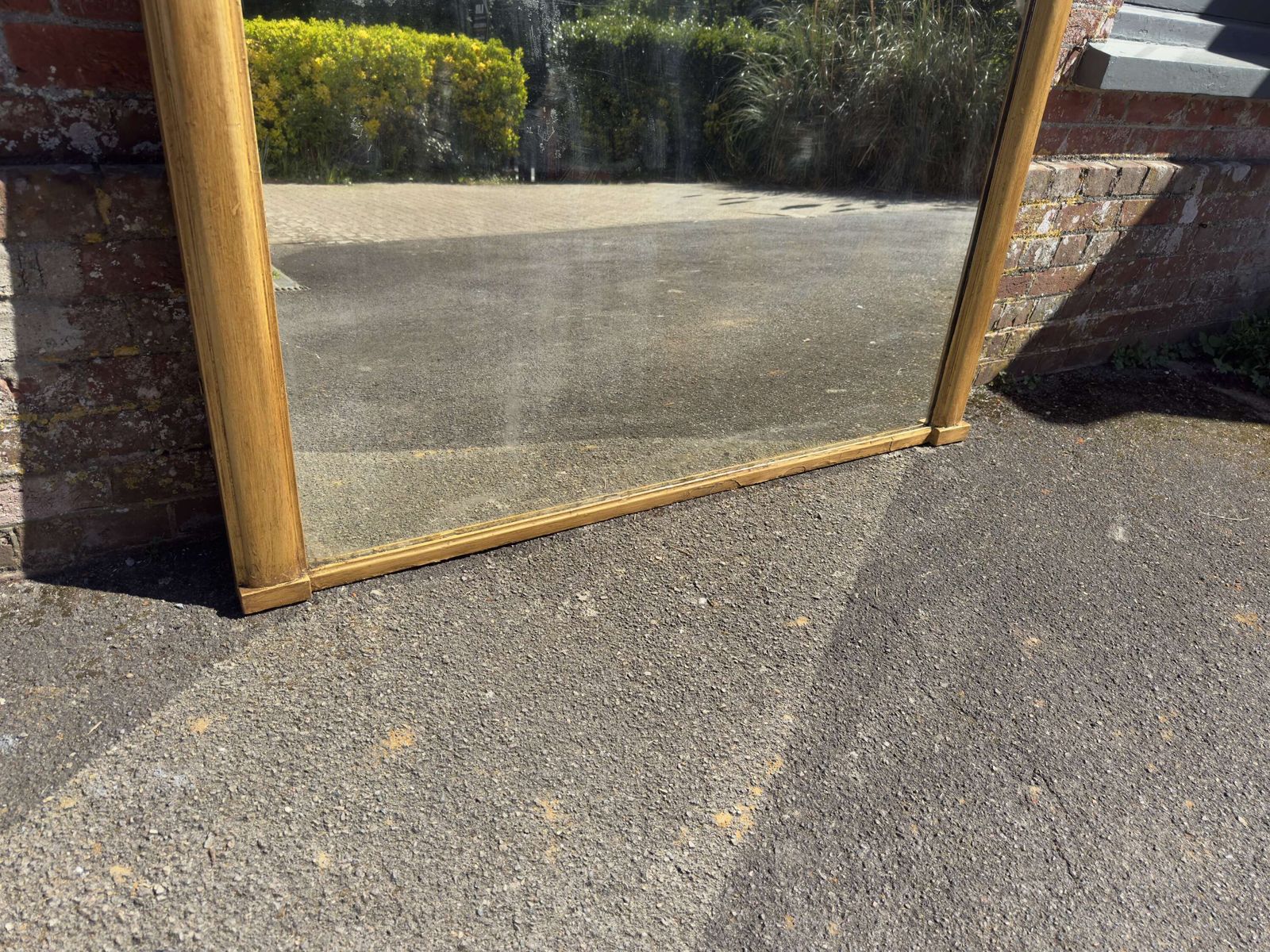 A Fabulous Large Antique English 19th C Arched Top Gilt Overmantle Mirror. photo Home Decor