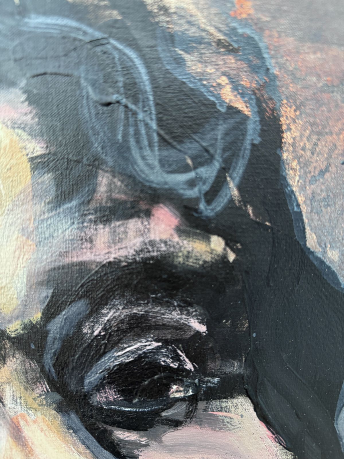 Expressionistisch mannelijk portret met omhooggeheven gezicht, olieverf op doek, Europese kunst 2002 photo buy